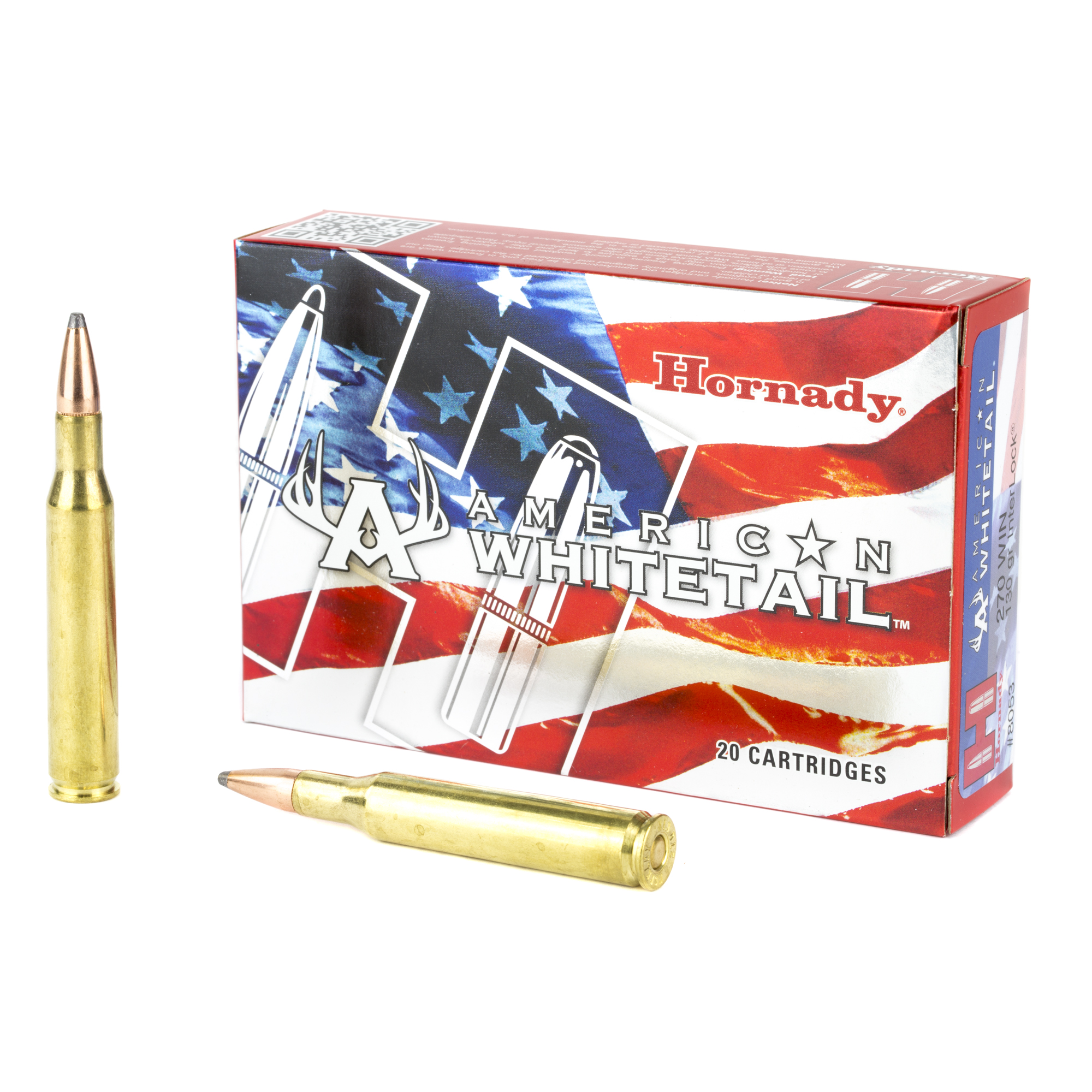 Hornady American Whitetail Rifle Ammo 270 Win 130 gr. InterLock BT Spire Point 20 rd.