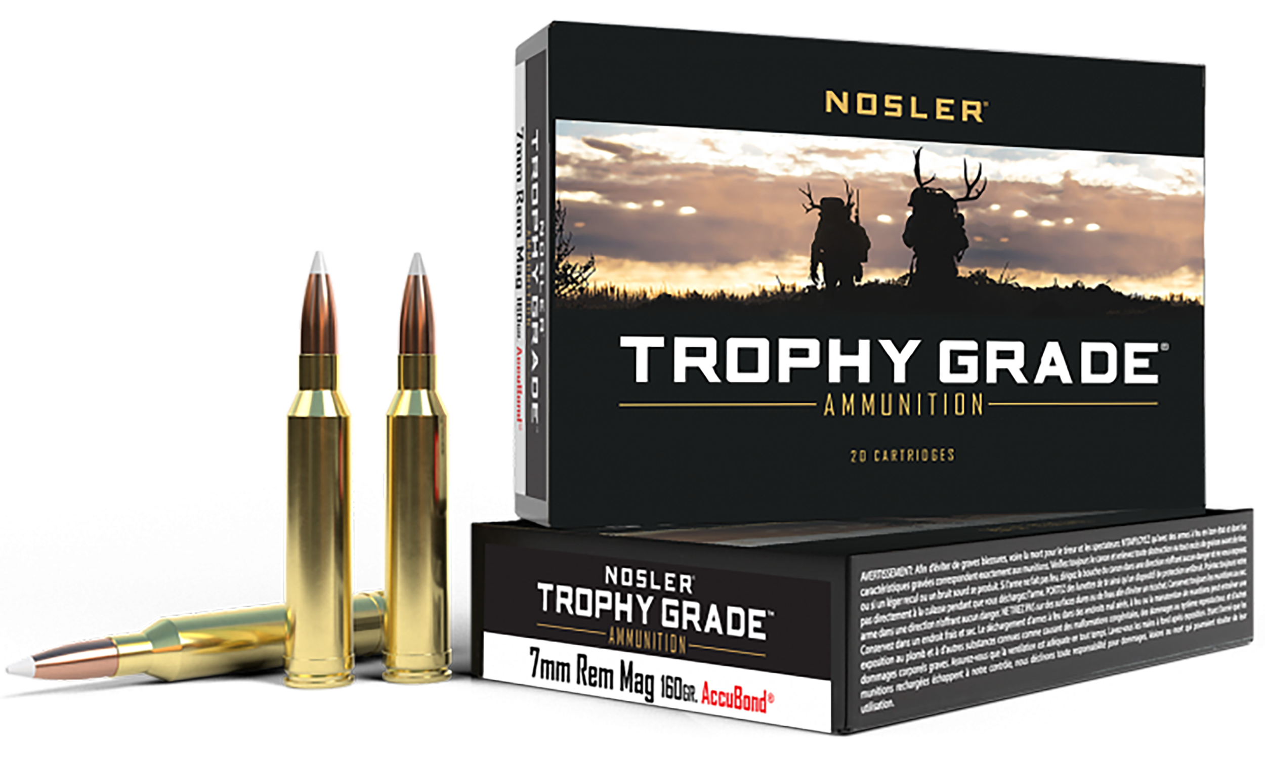 Nosler Trophy Grade 7mm Remington Magnum AccuBond 160 Grain 20 Rounds
