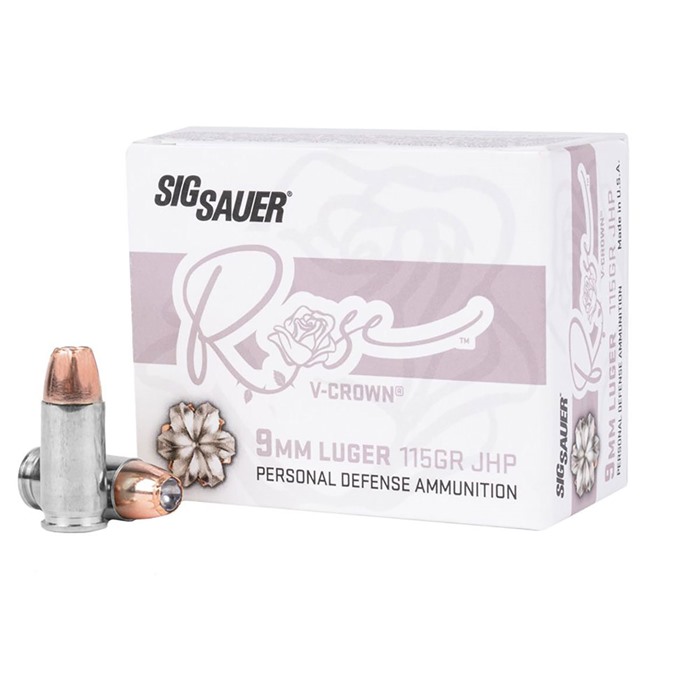 Sig Sauer E9MMA1ROSE20 Rose  9mmLuger 115gr V-Crown Jacketed Hollow Point 20 Rounds