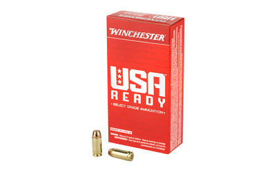Winchester, Usa Ready, 40 S&w, Full Metal Jacket Flat Nose, 165 Grain, 50 Rounds