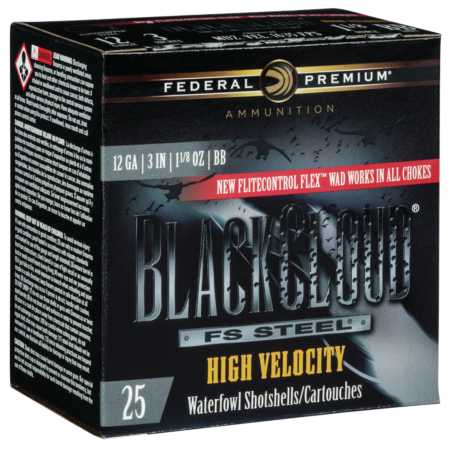 Federal Premium Black Cloud 12 Gauge High Velocity BB Shot 1 1/8 Ounce 25 Rounds