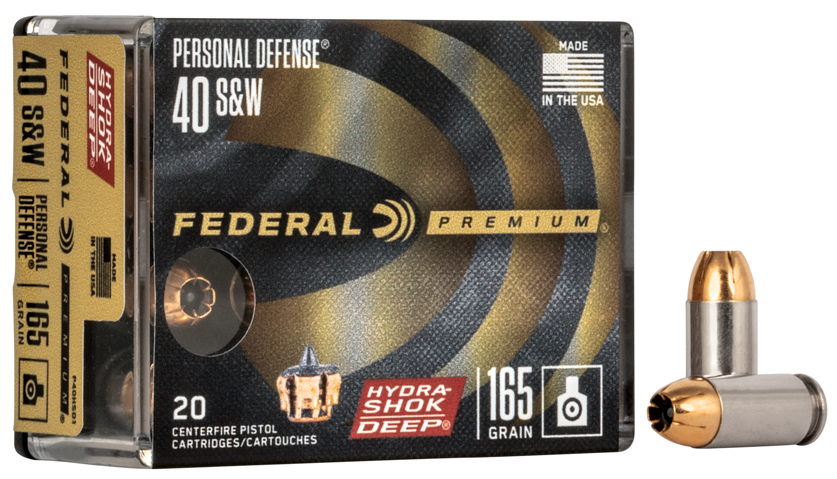 Federal Premium Personal Defense 40 S&W Hydra-Shok Deep 165 Grain 20 Rounds