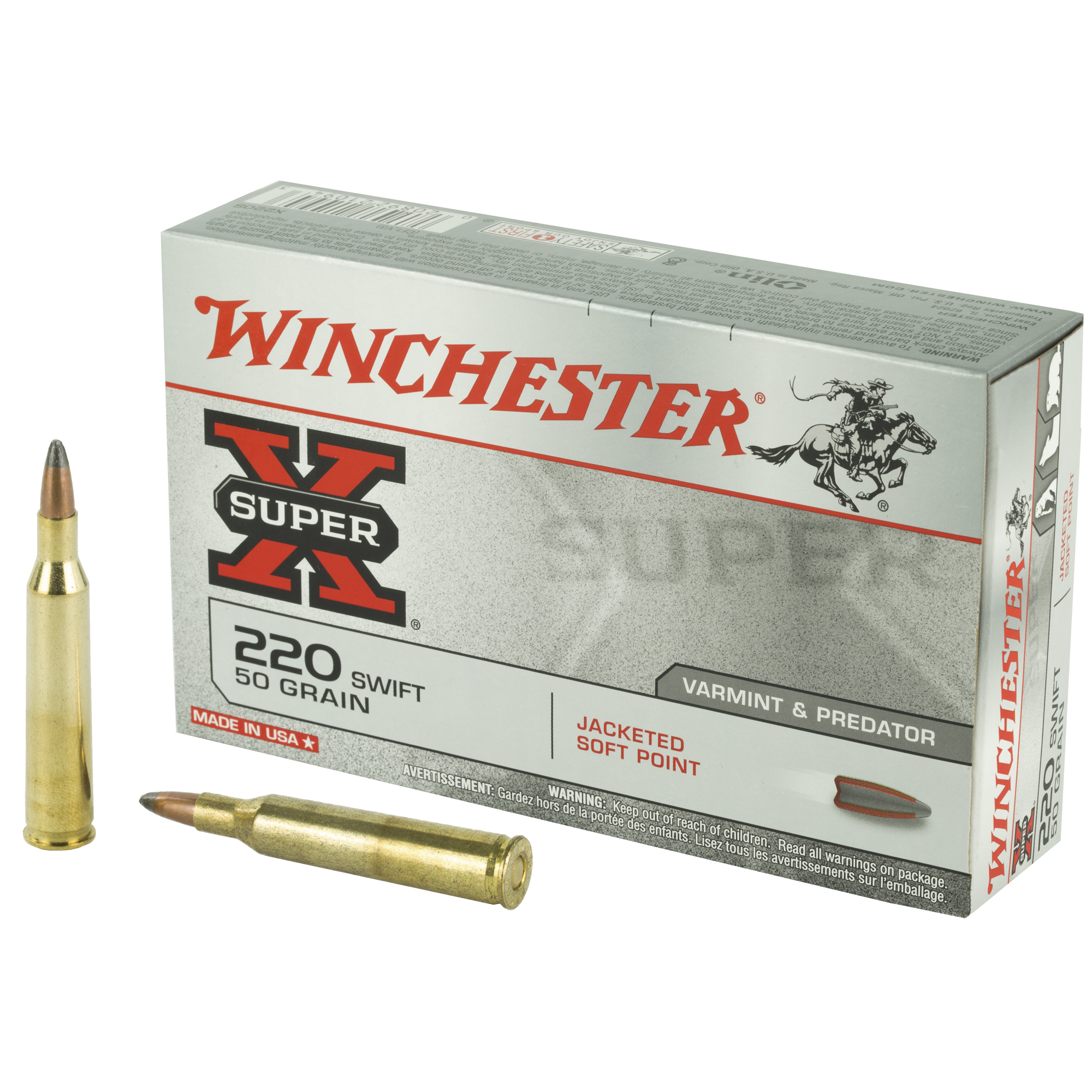 Winchester Super X 220 Swift Jacketed Soft Point 50 Grain 20 Rounds