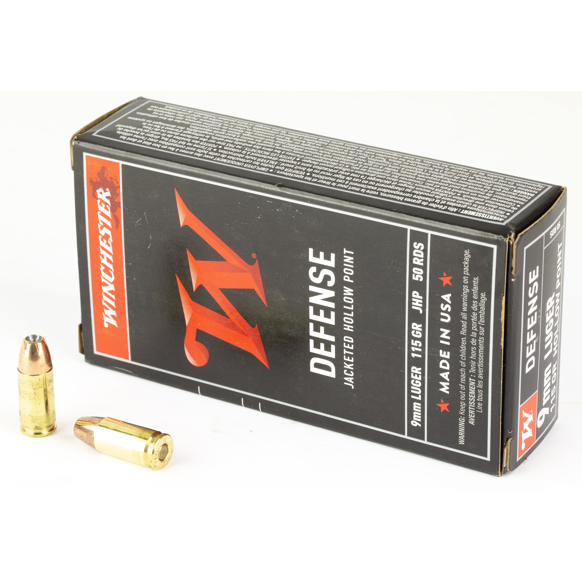 Winchester Usa Pistol 9mm Luger Jacketed Hollow Point 115 Grain 50 Rounds