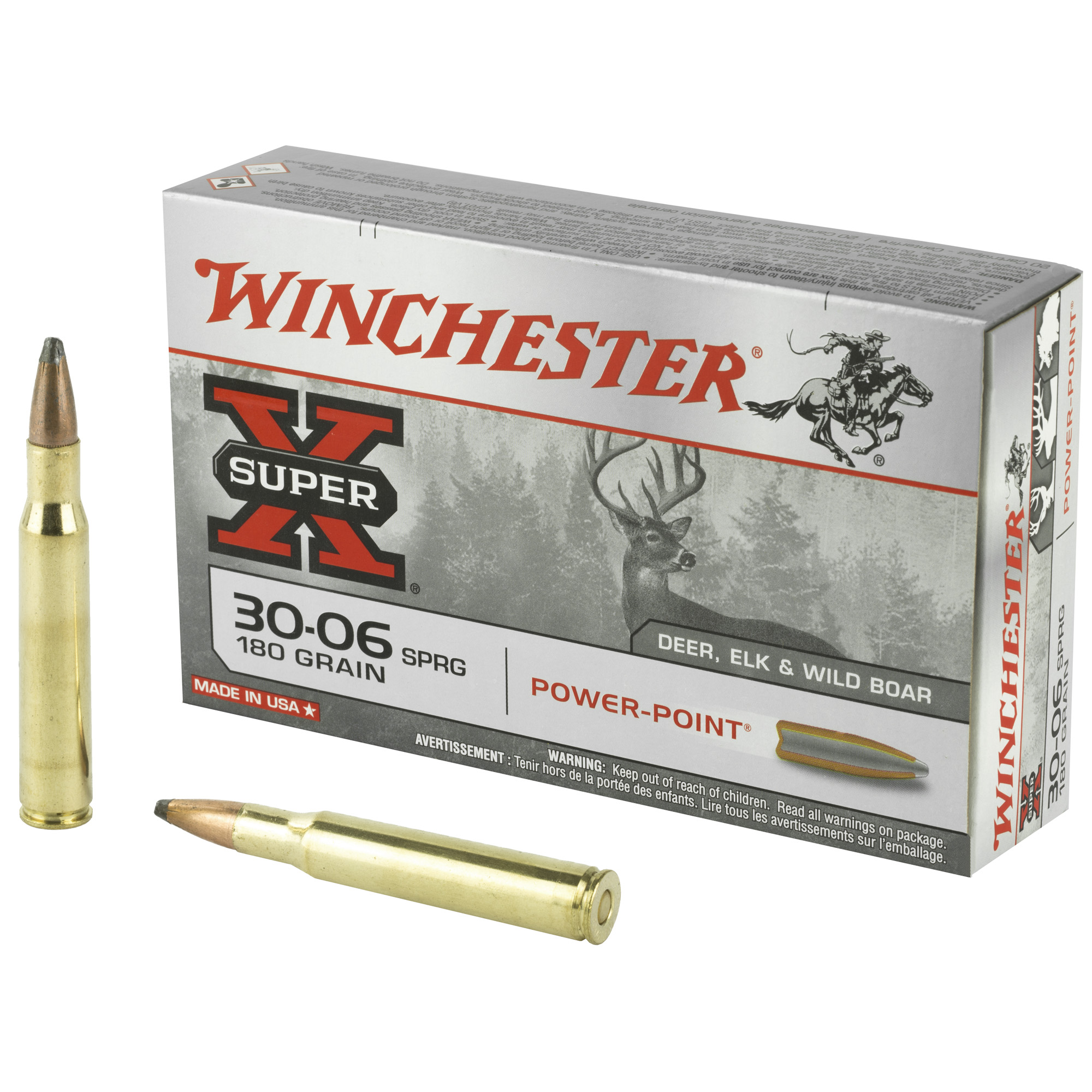 Winchester, Super-X, 30-06 Springfield, Power-Point, 180 Grain, 20 Rounds