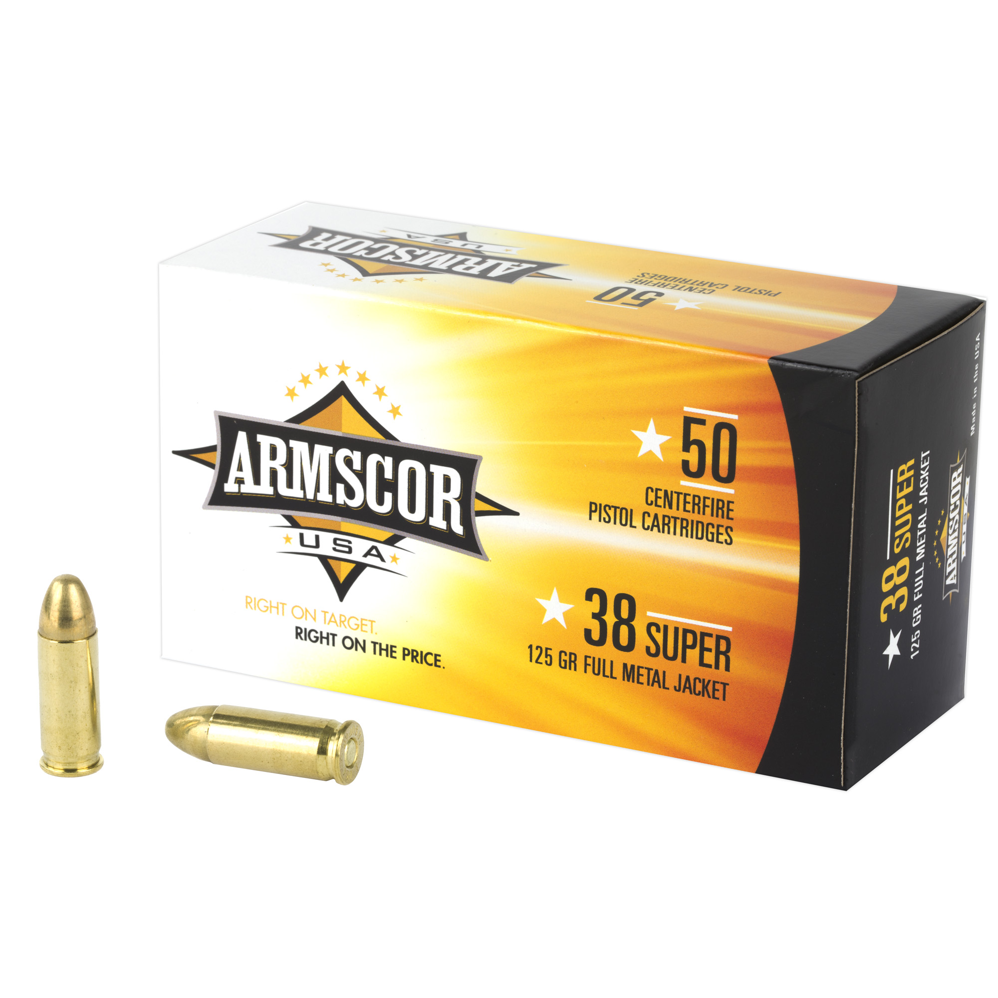 Armscor Range Pistol Ammo 38 Super Full Metal Jacket 125 Grain 50 Rounds