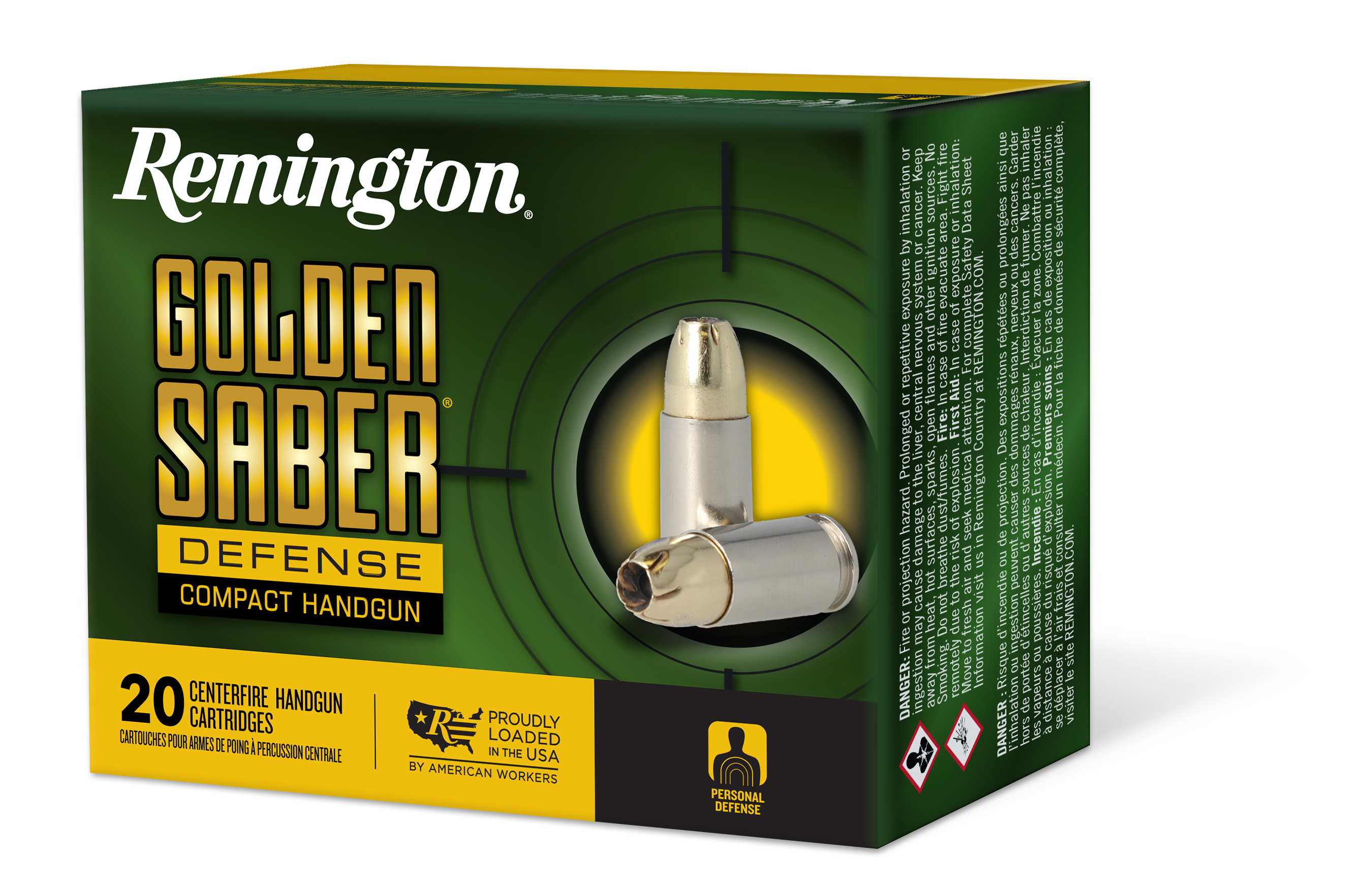Remington Golden Saber Defense 380 ACP Jacketed Hollow Point 102 Grain 20 Rounds
