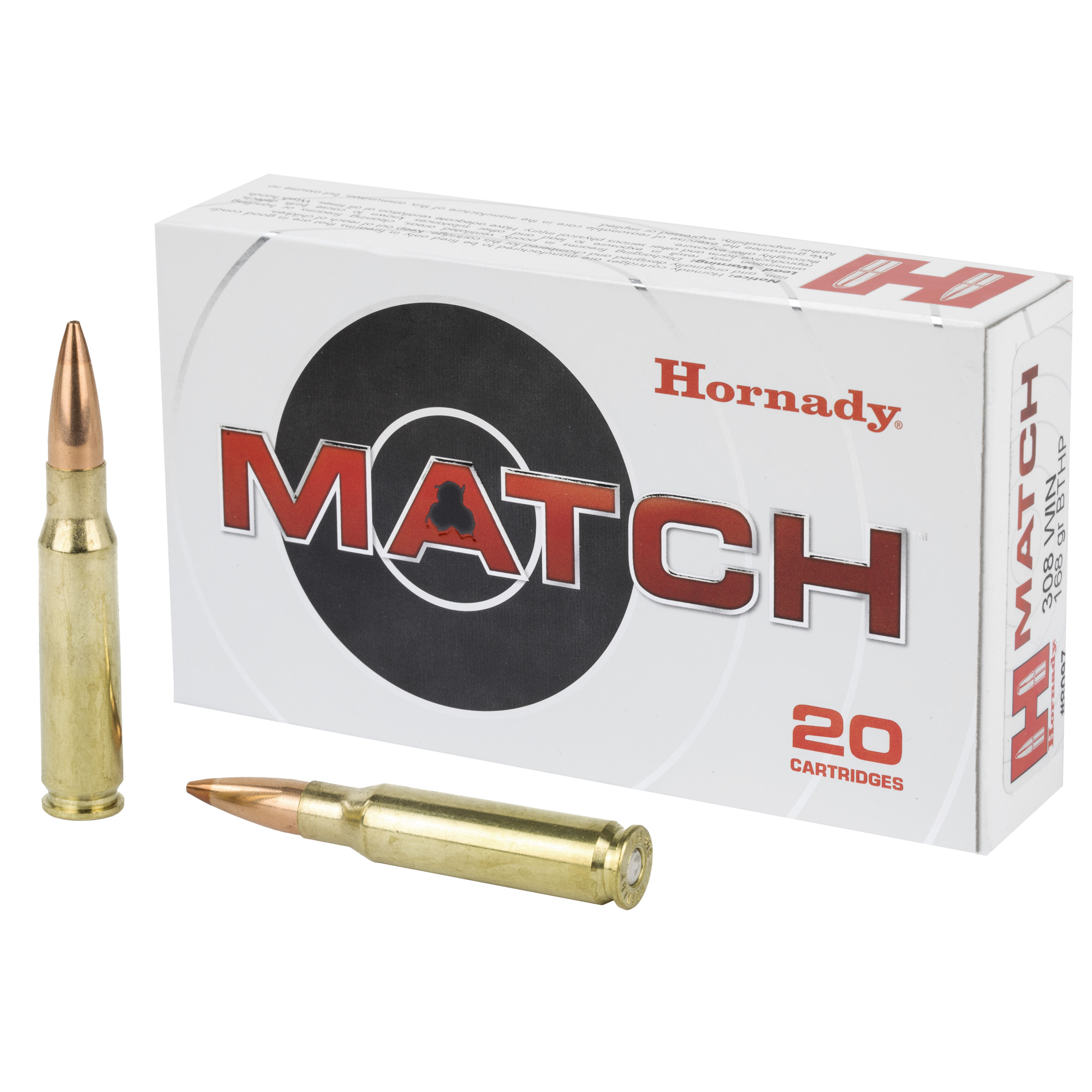 Hornady Match Rifle 308 Winchester Boat Tail Hollow Point 168 Grain 20 Rounds