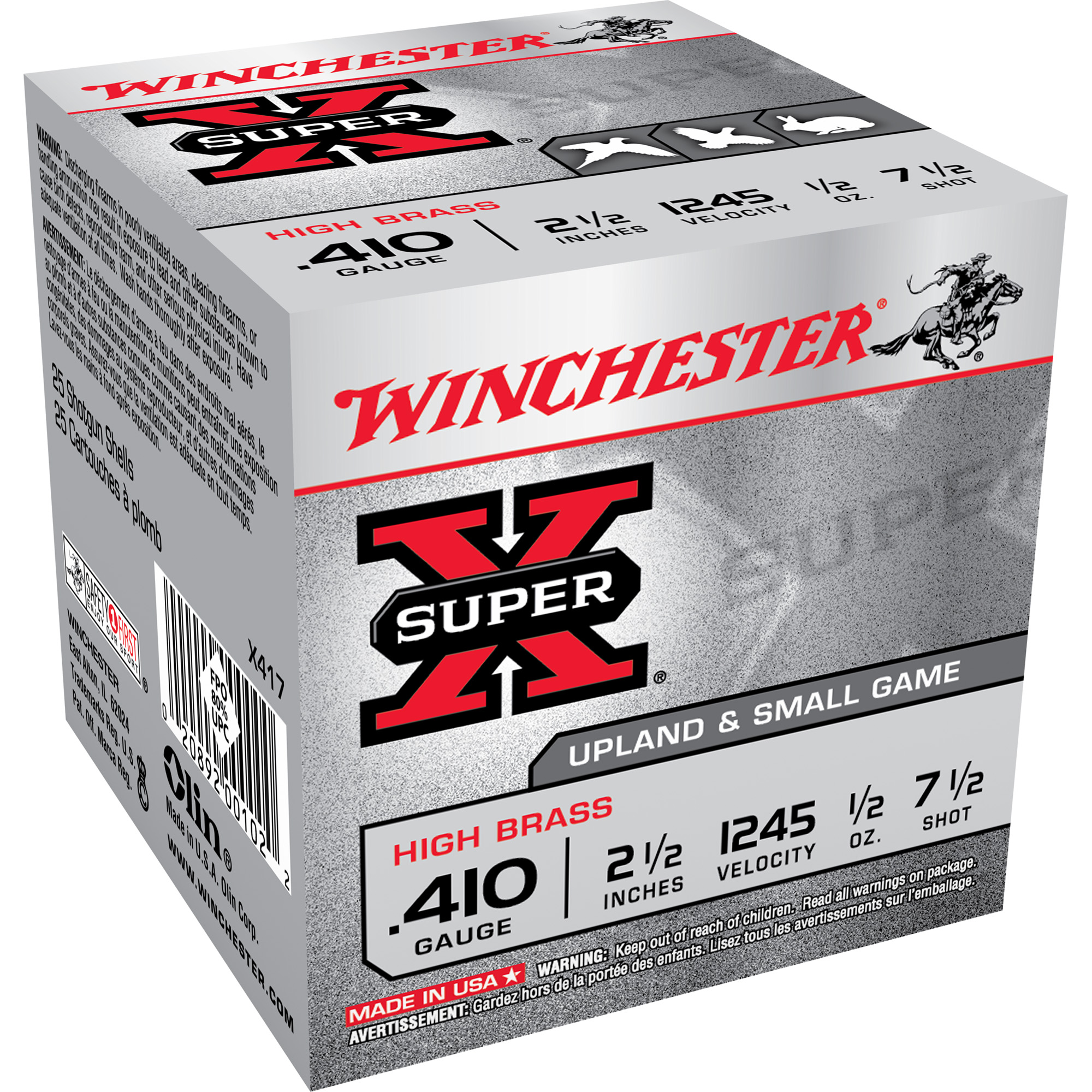 Winchester, Super X High Brass Heavy Game Load, 410 Bore, Lead, 1/2 oz, 25 Rounds
