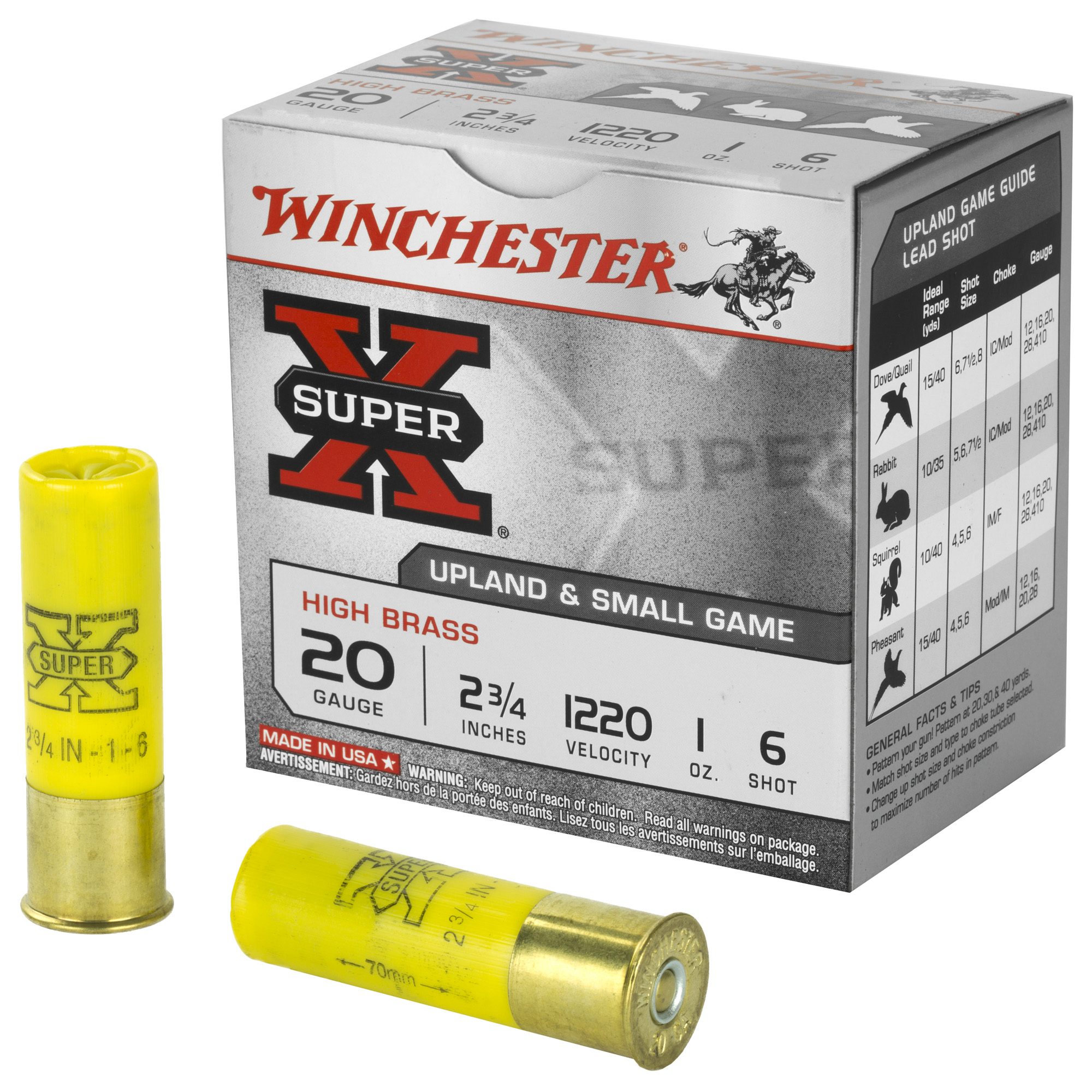 Winchester Super-X High Brass Heavy Game Load 20 ga. 2.75 in. 1 oz. 6 Shot 25 rd.