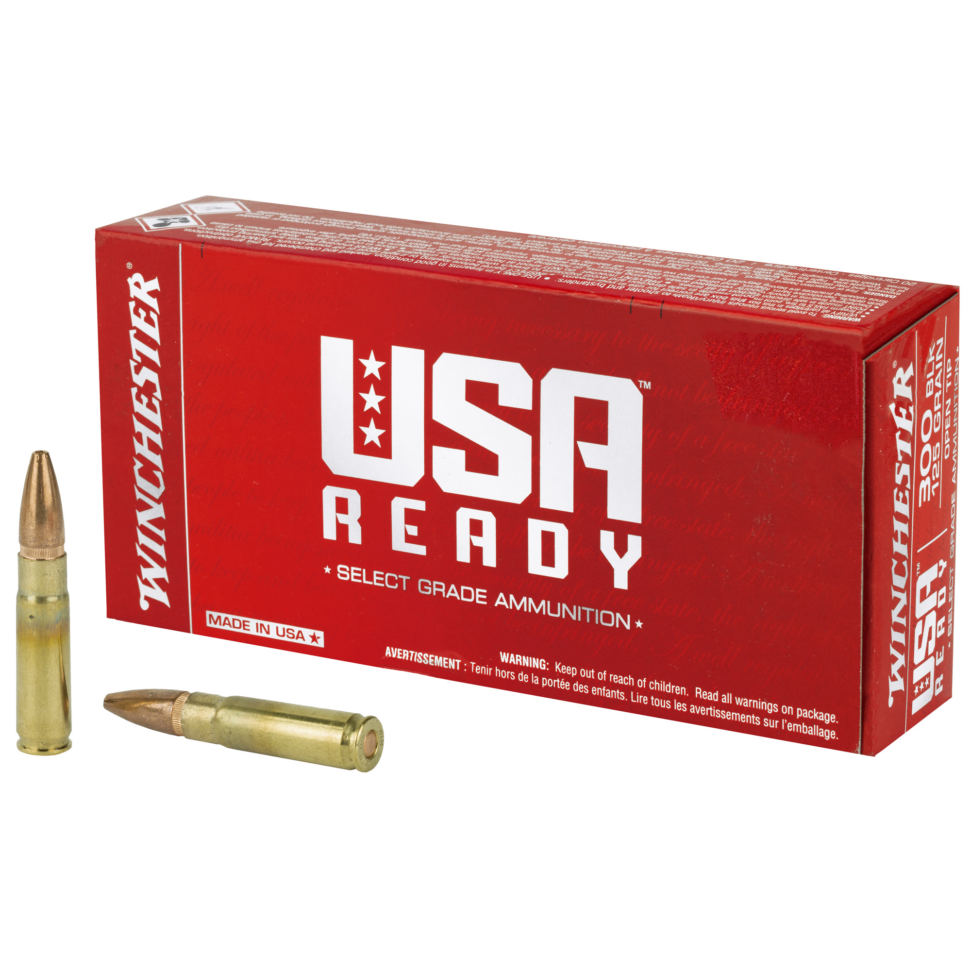 Winchester USA Ready 300 AAC Blackout Open Tip Range 125 Grain 20 Rounds
