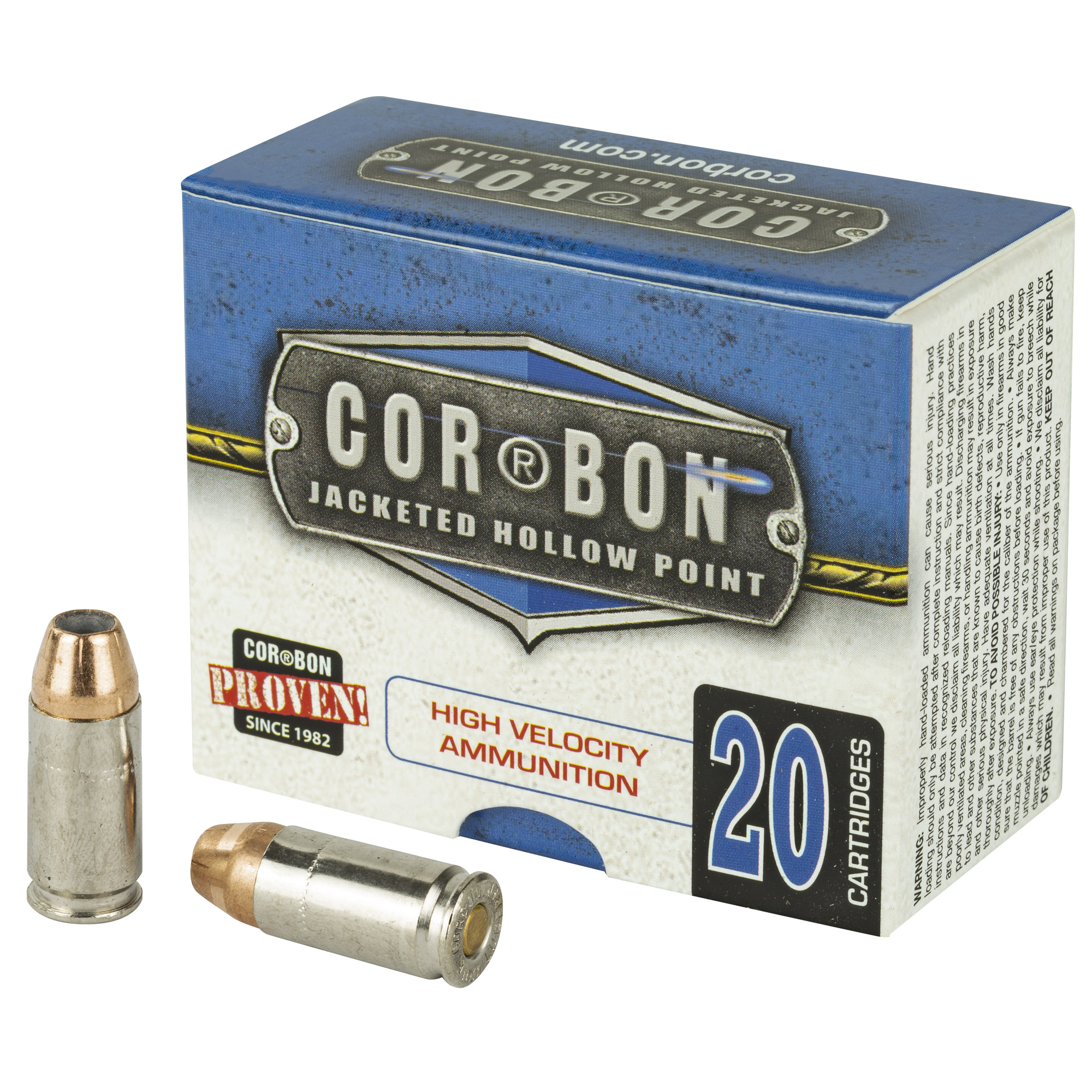 Corbon Self-Defense JHP Handgun Ammunition 9mm Luger +p 90 gr JHP 1500 fps 20/box