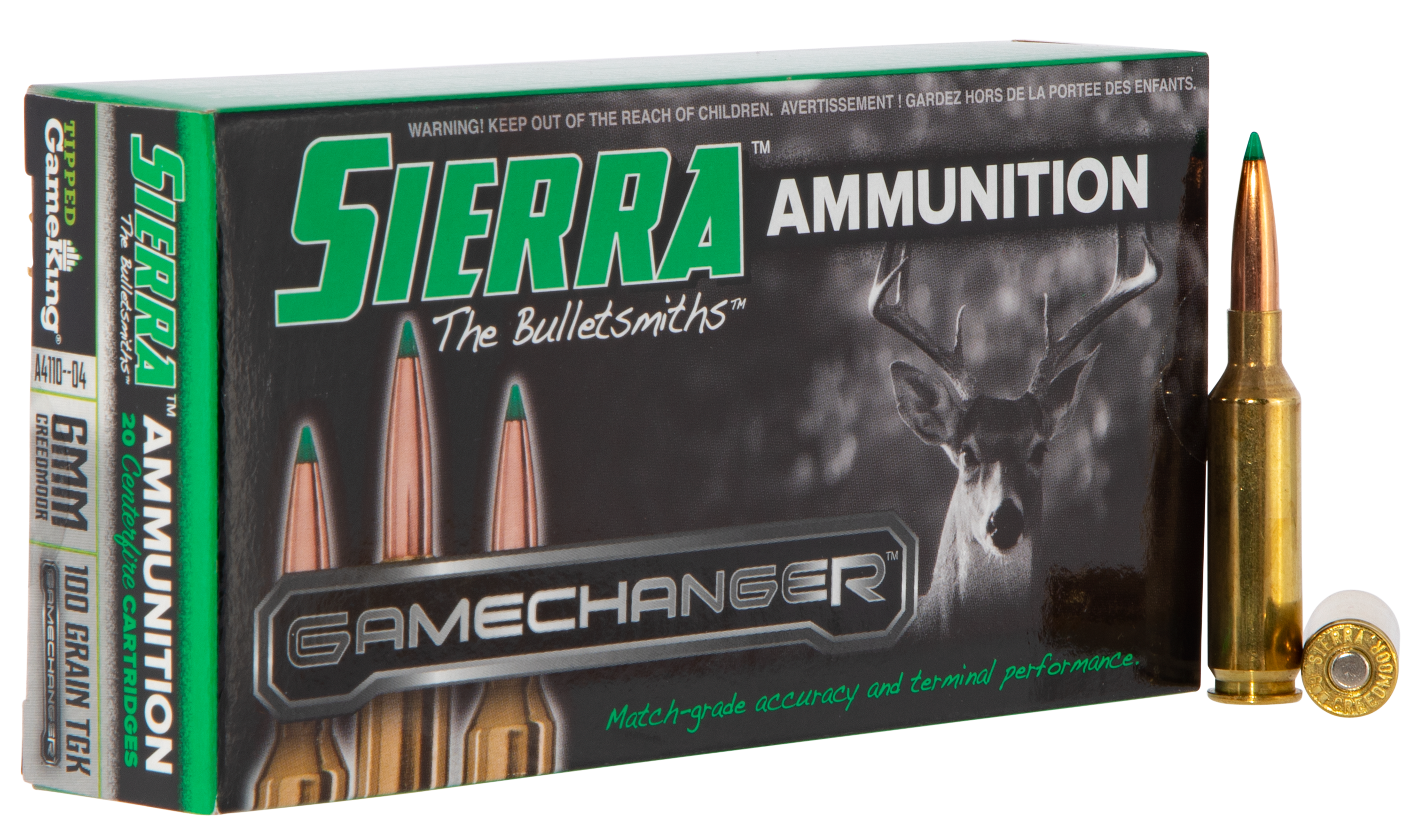 Sierra A411004 GameChanger  6mmCreedmoor 100gr Sierra Tipped GameKing 20 Rounds
