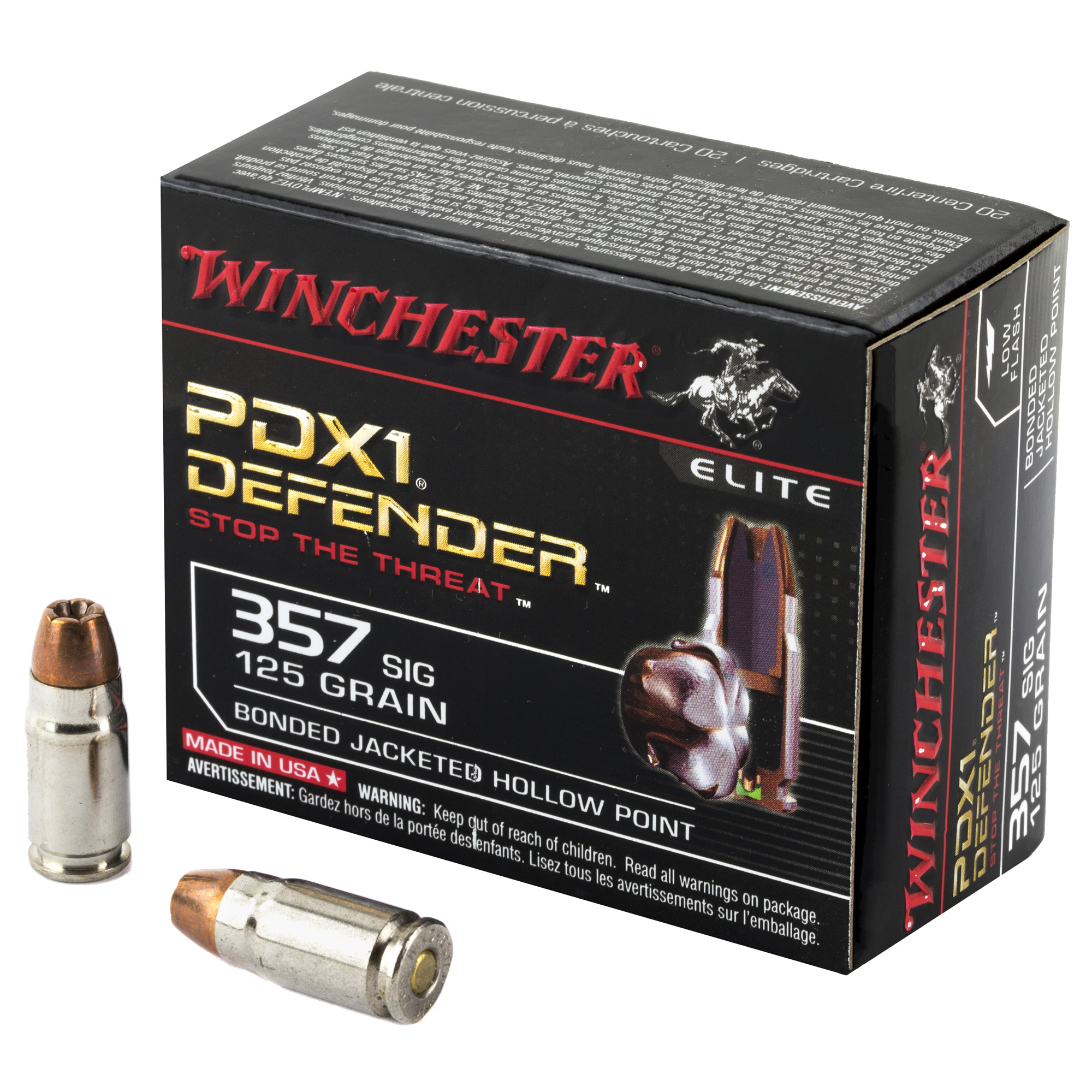 Winchester Supreme Elite Defender 357 Sig Bonded Hollow Point 125 Grain 20 Rounds