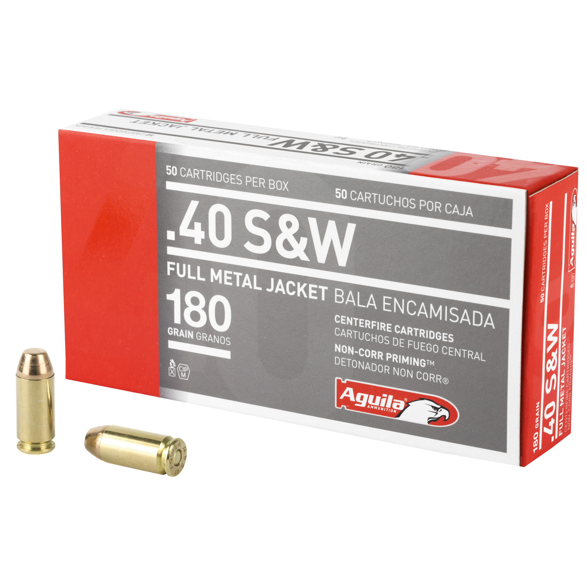 Aguila Ammunition 40 Smith and Wesson FMJ Flat Nose 180 Grain 50 Rounds
