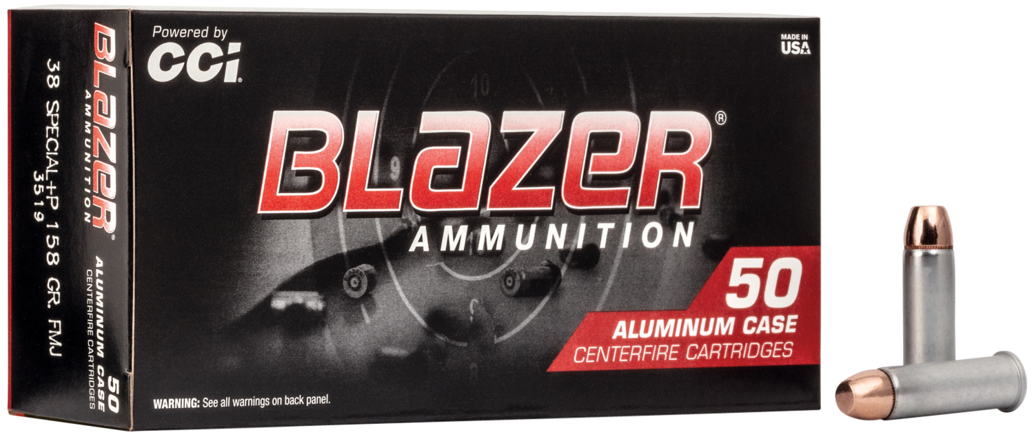 CCI Blazer Pistol Ammo 38 Special +P FMJ 158 Grain 50 Rounds