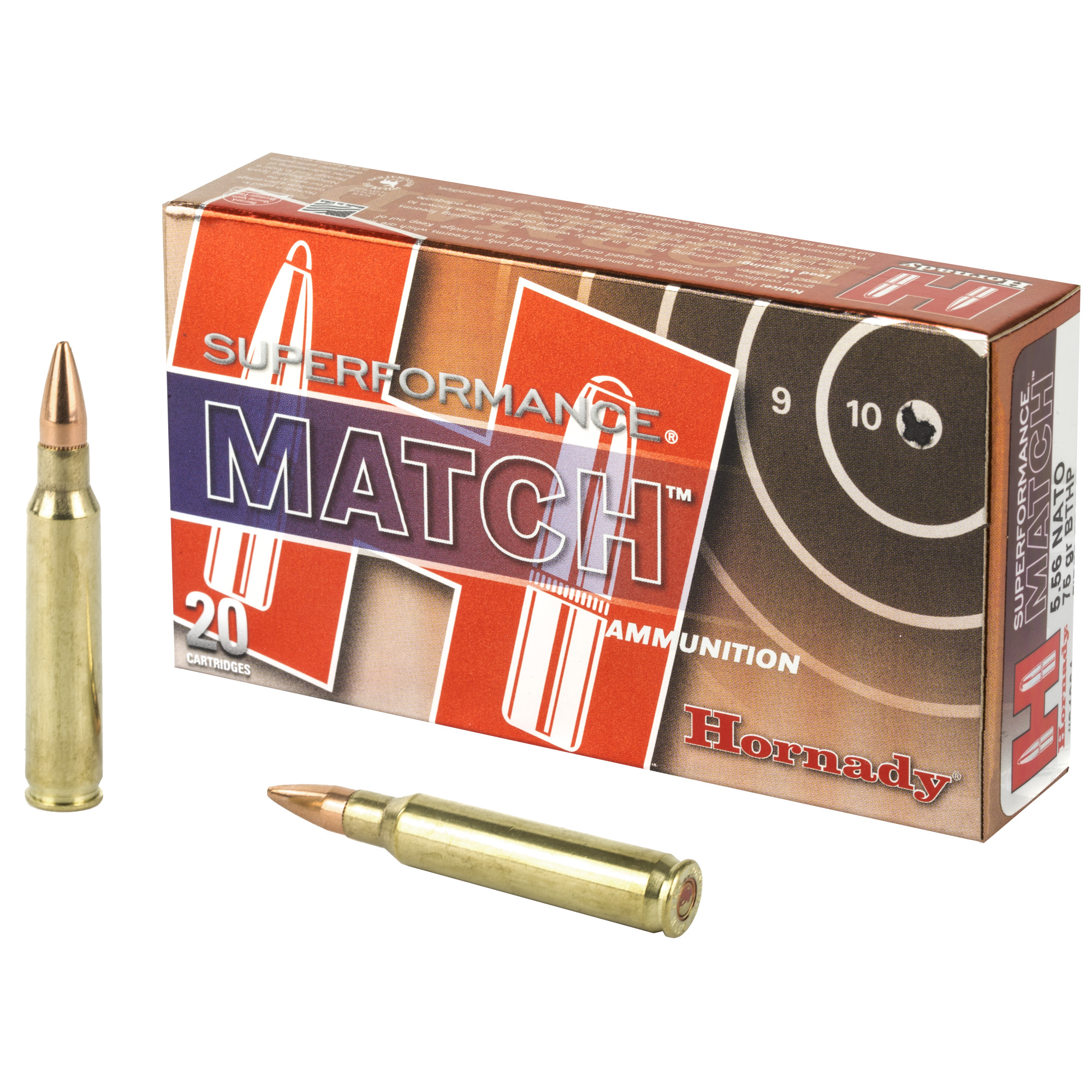 Hornady Superformance Match Rifle Ammo 5.56 NATO 75 gr. BTHP Match 20 rd.