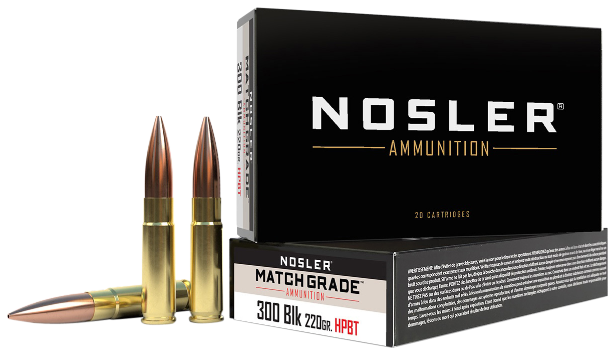 Nosler, Match, 300 Aac Blackout, Custom Competition Hpbt, 220 Grain, 20 Rounds