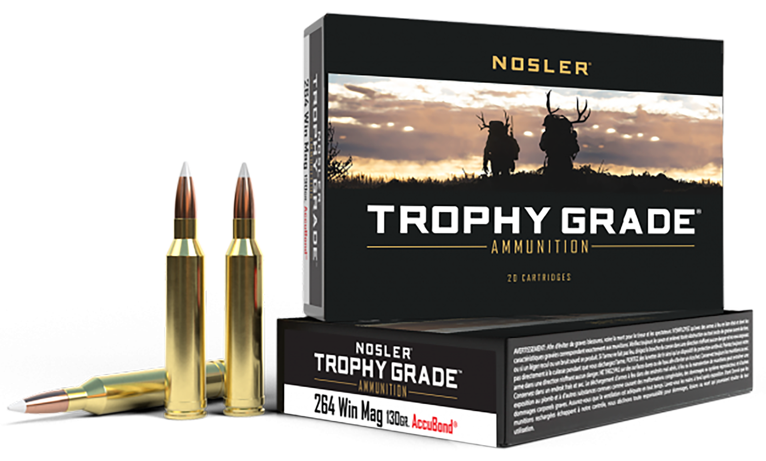 Nosler Trophy Grade 264 Winchester Magnum AccuBond Soft Point 130 Grain 20 Rounds