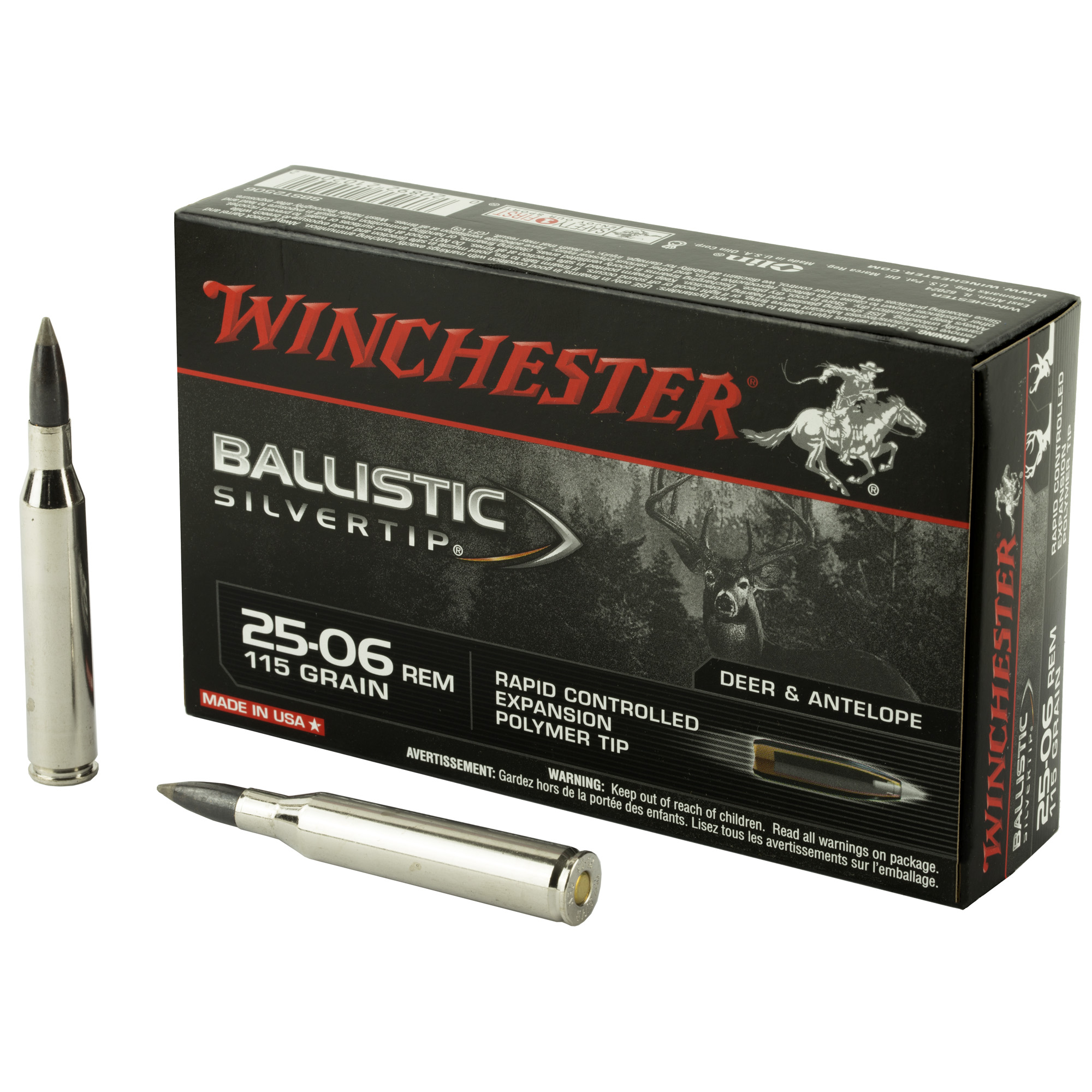 Winchester Ballistic Silvertip 25-06 Remington Polymer Tip 115 Grain 20 Rounds