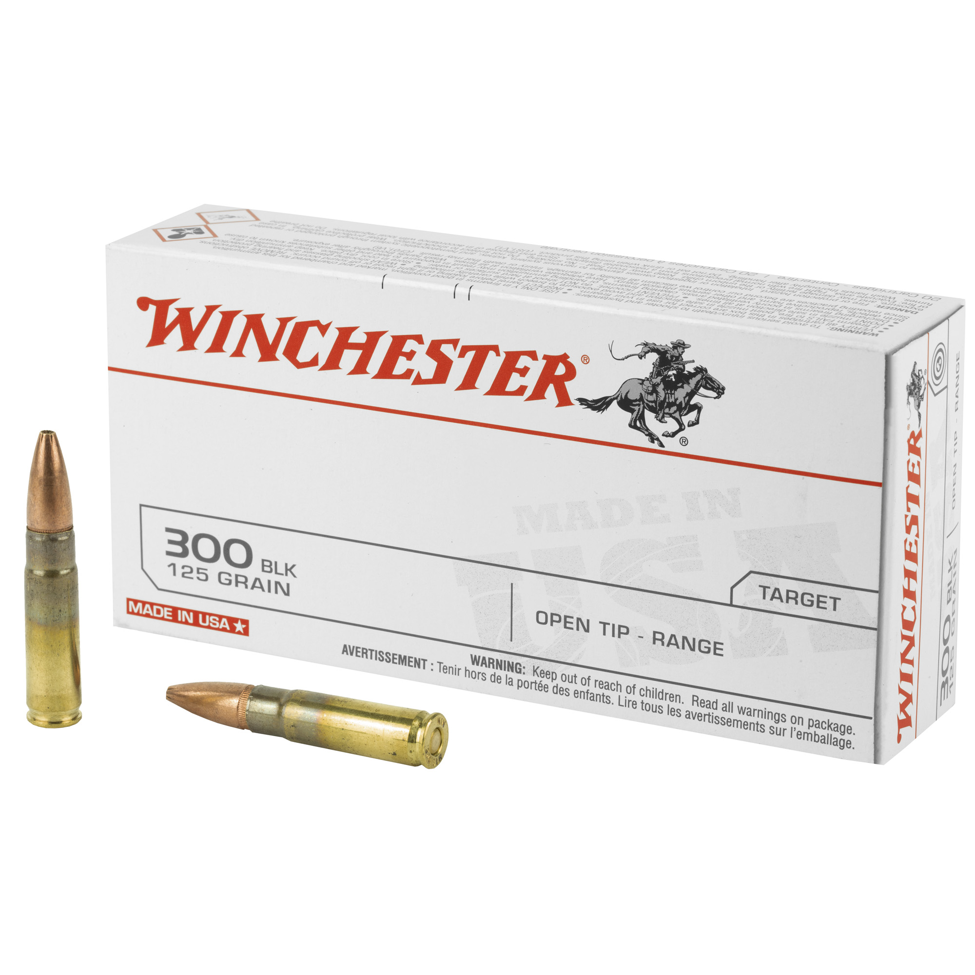 Winchester USA Rifle Ammo 300 AAC Blackout 125 gr. Open Tip USA 20 rd.