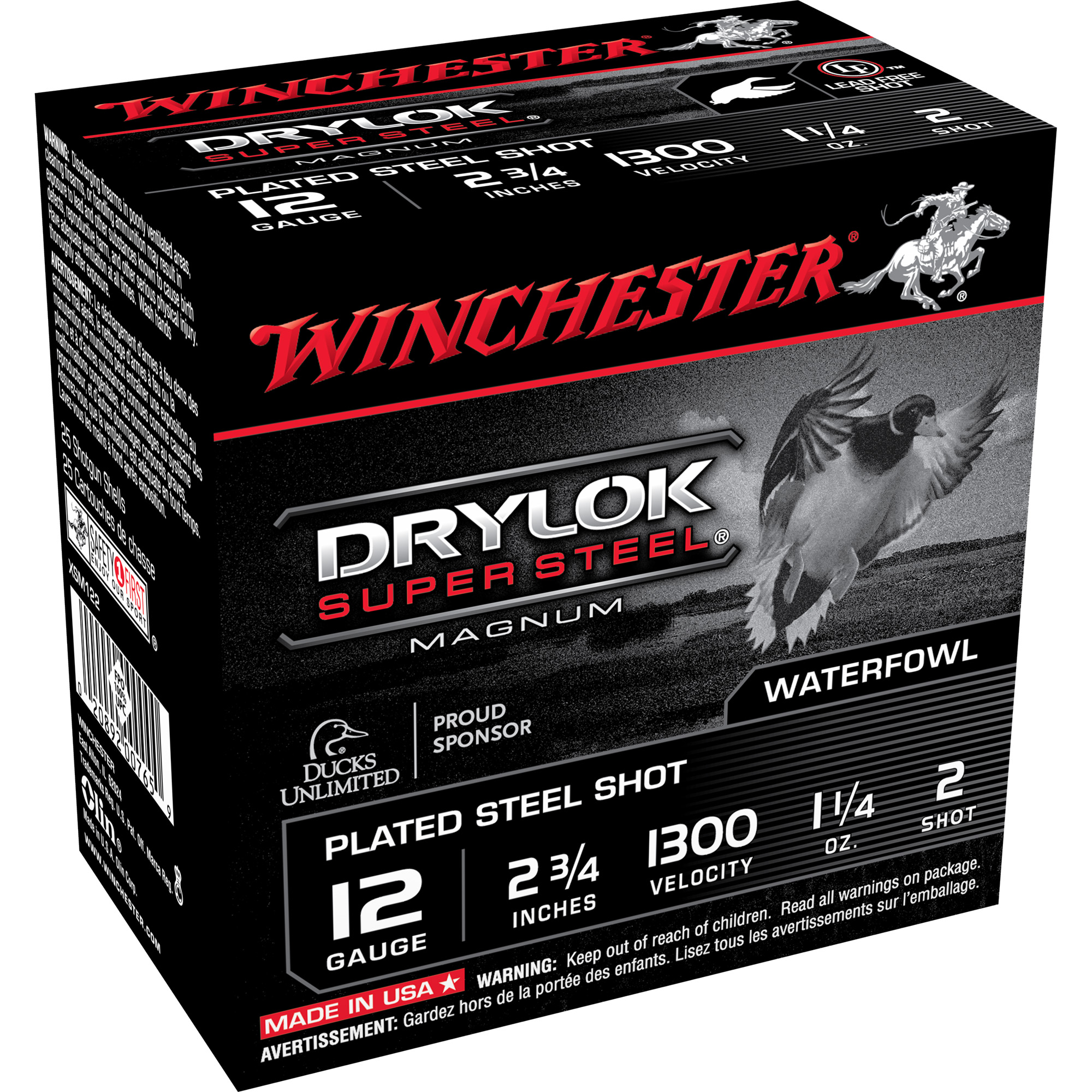 Winchester Super X Drylok Magnum Plated Load 12 Gauge Plated Steel Shot 1 1/4 oz 25 Rounds