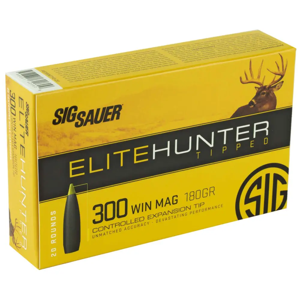 Sig Sauer, Elite Tipped Hunting, 300 Winchester Magnum, Polymer Tipped, 180 Grain, 20 Rounds
