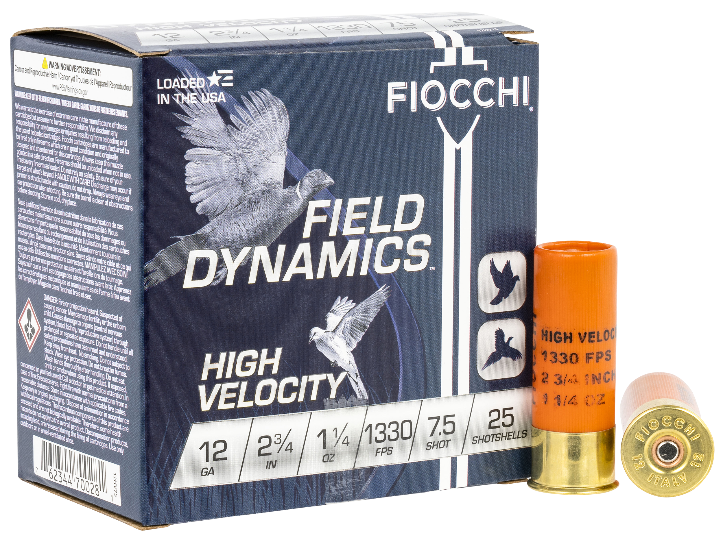 Fiocchi High Velocity Hunting Loads 12 Gauge Lead Shot 1-1/4 oz 25 Rounds