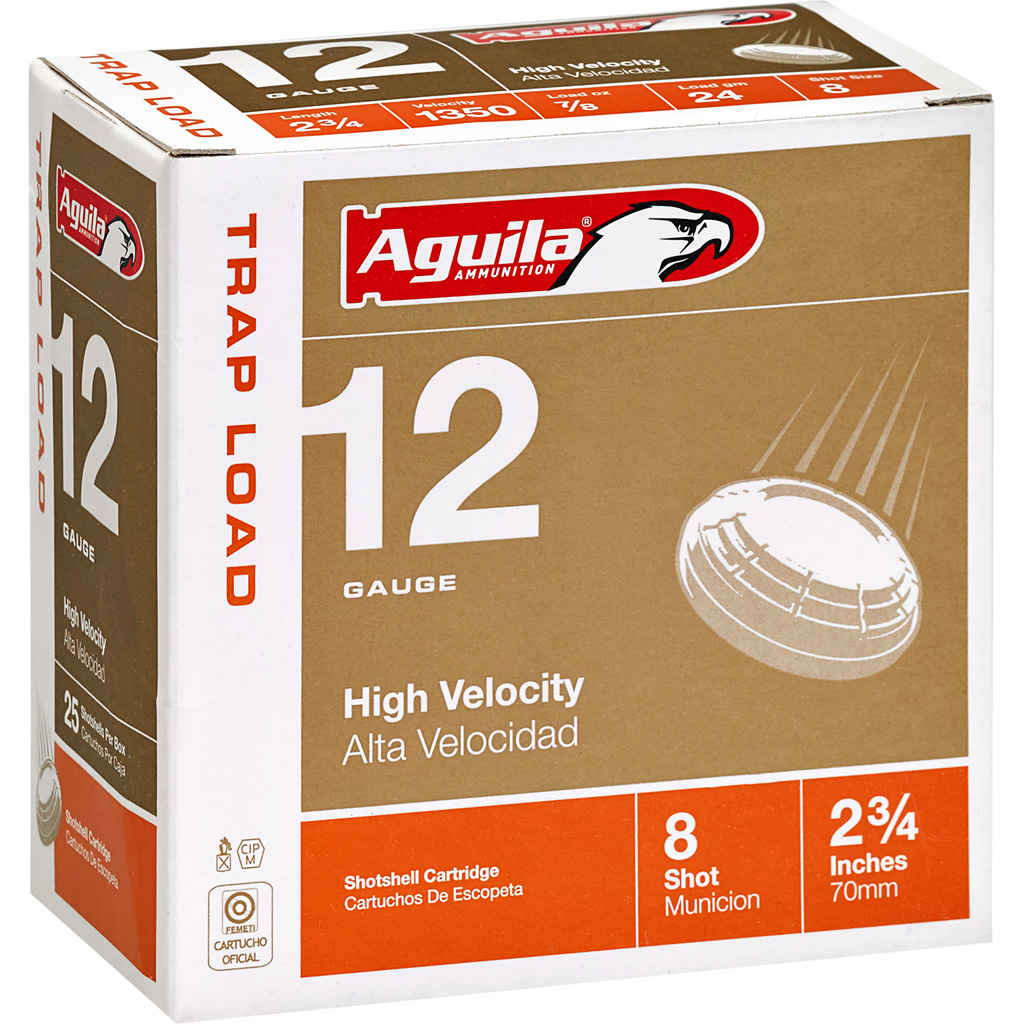 Aguila Target Shotgun Load 12 Gauge Lead 7/8 Ounce 8 Shot 25 Rounds
