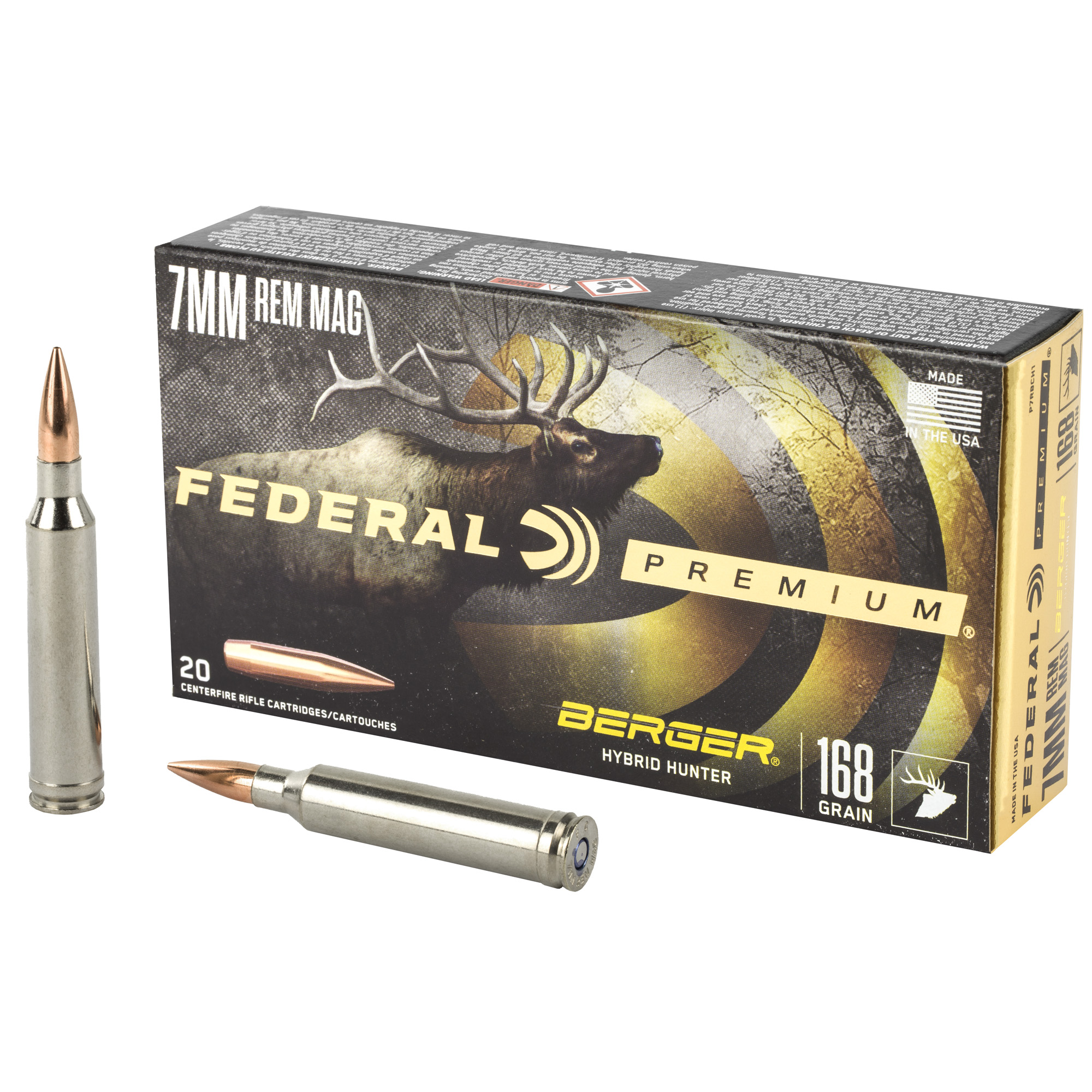 Federal Premium 7mm Remington Magnum Berger Hybrid Hunter 168 Grain 20 Rounds
