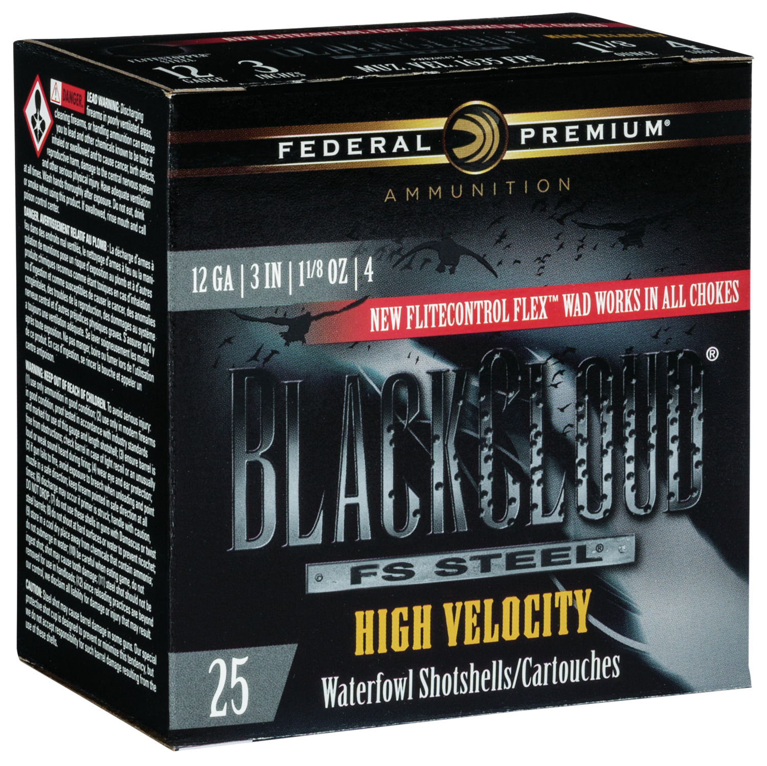 Federal Premium Black Cloud 12 Gauge High Velocity 4 Shot 1 1/8 Ounce 25 Rounds