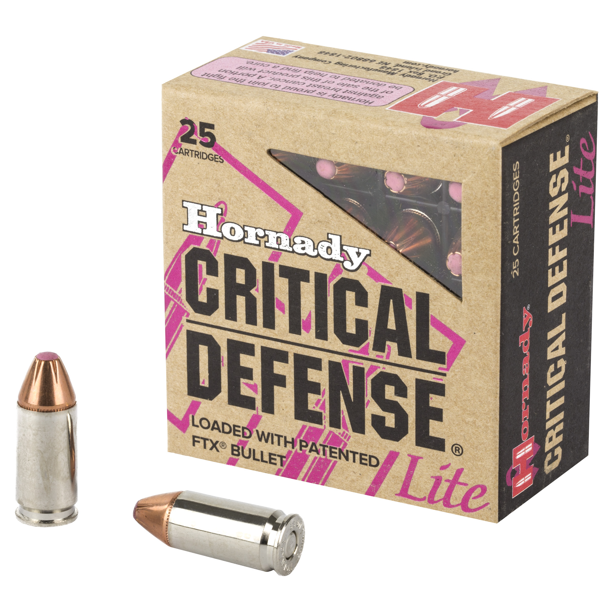 Hornady Critical Defense Handgun Ammo 9mm Lite 100 gr. FTX 25 rd.