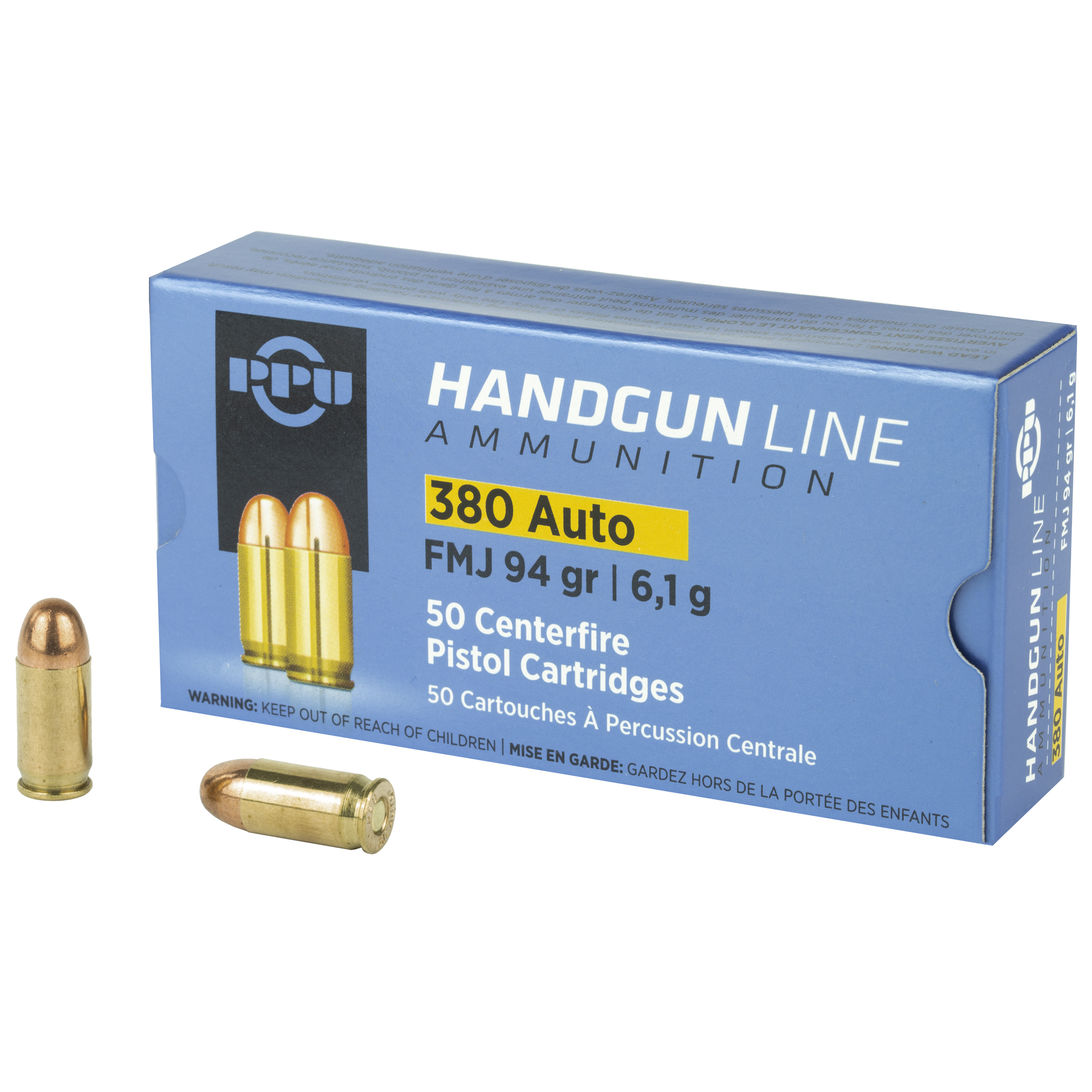 Prvi Partisan PPH380AF 380 ACP Full Metal Jacket 94 Grain 50 Rounds