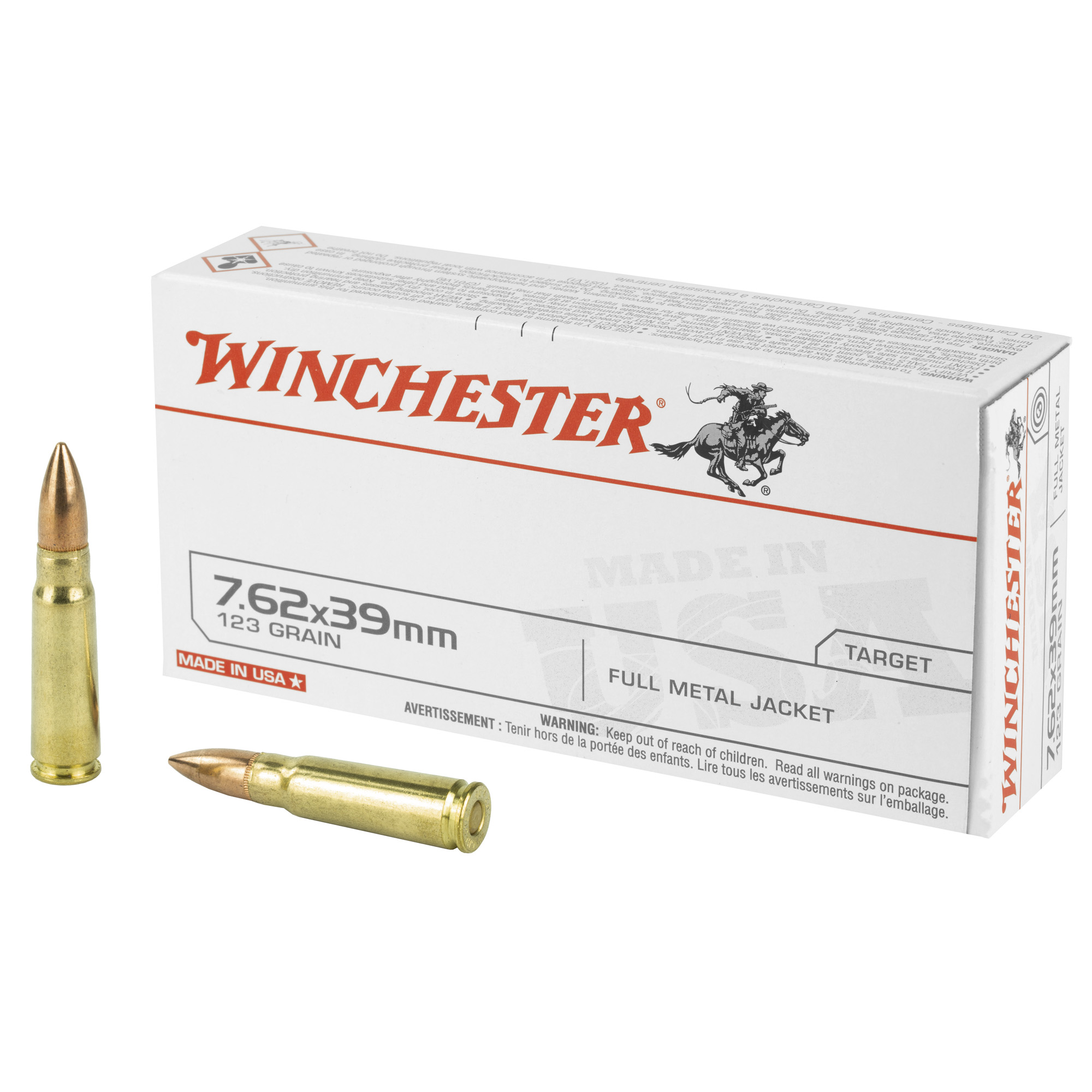 Winchester, USA Rifle, 7.62x39mm, Full Metal Jacket, 123 Grain, 20 Rounds