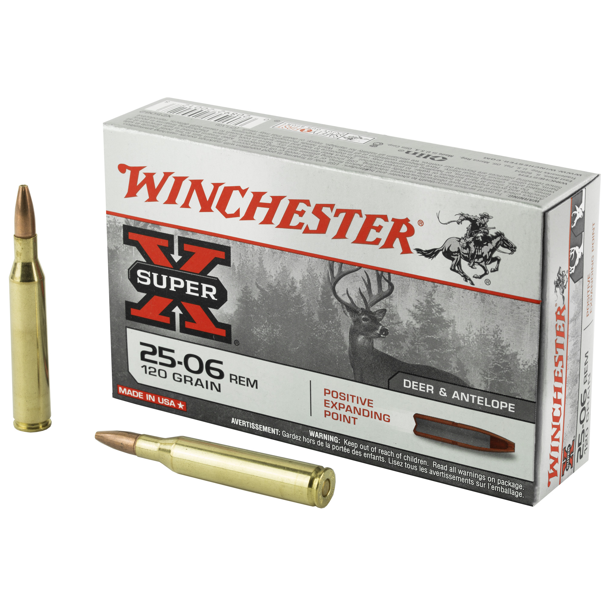 Winchester, Super-X, 25-06 Remington, Positive Expanding, 120 Grain, 20 Rounds