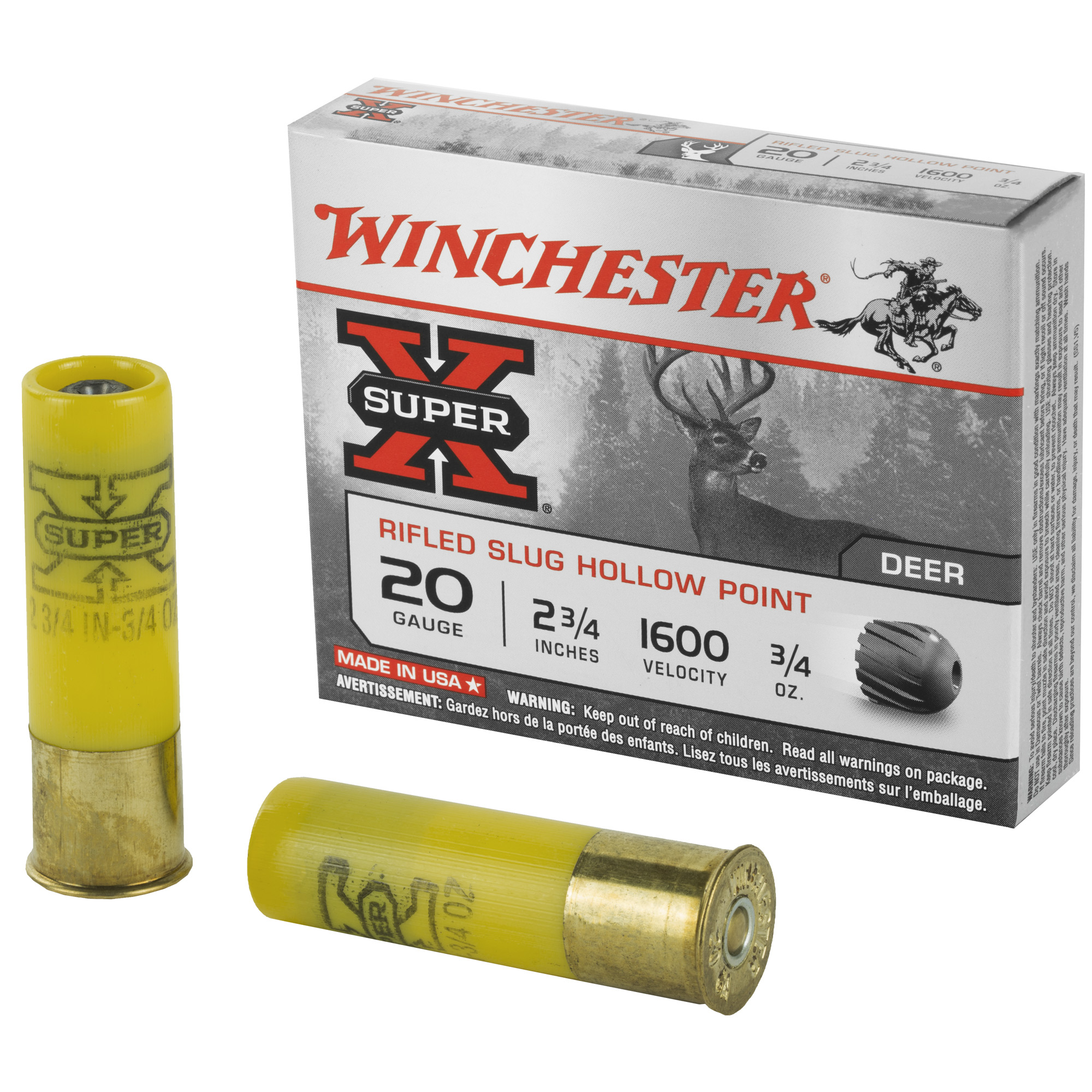 Winchester Super-X Rifled Slug Hollow Point 20 ga. 2.75 in. 3/4 oz. Rifled Slug 5 rd.