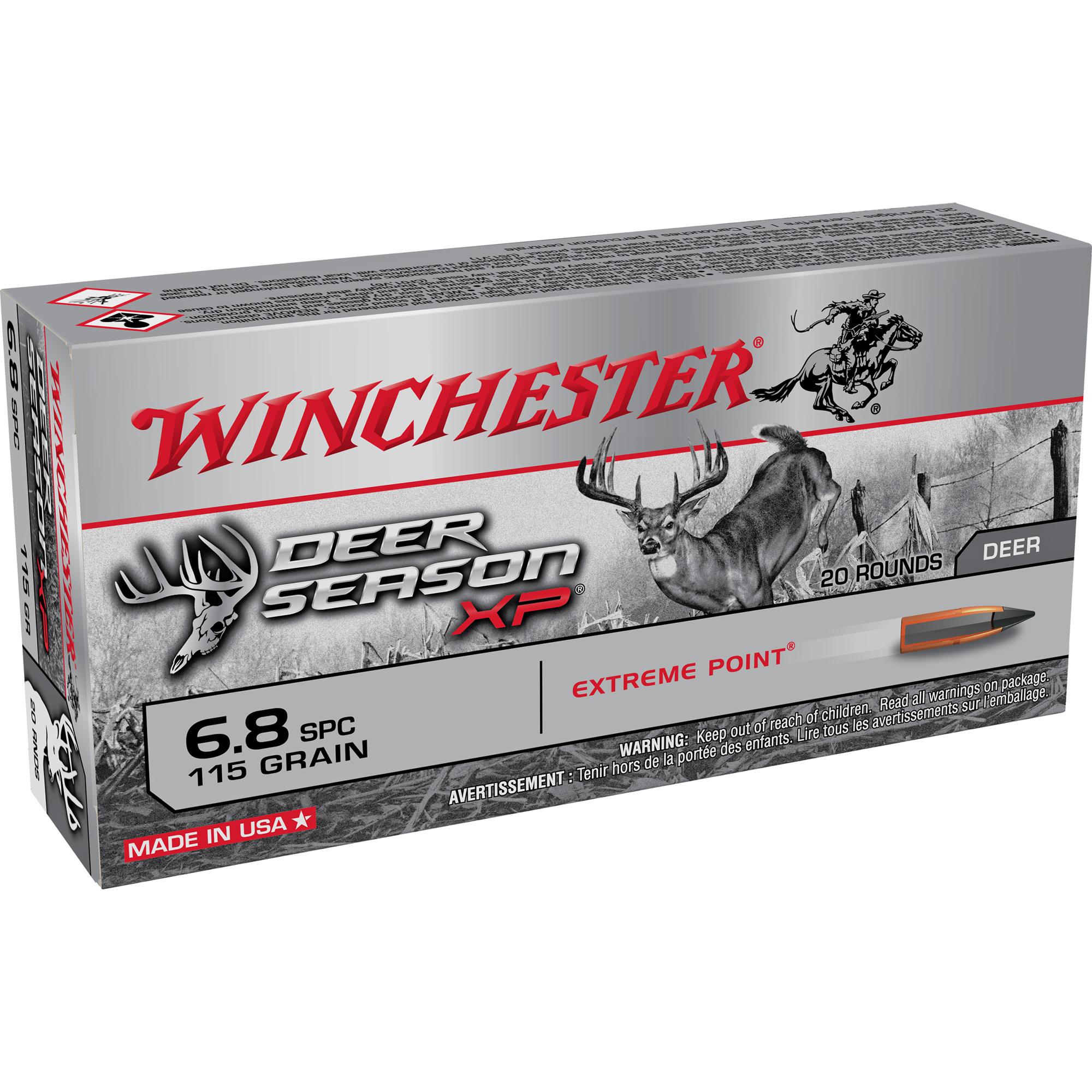 Winchester, Deer Season Xp, 6.8 Remington Spc, Extreme Point, 120 Grain, 20 Rounds