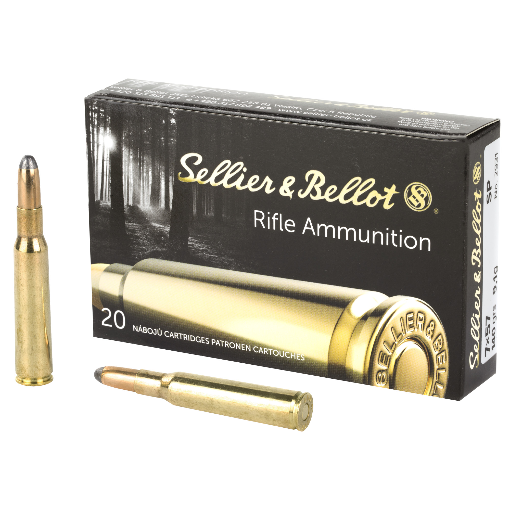 Sellier & Bellot SB757B 7x57mm Mauser Soft Point 140 Grain 20 Rounds