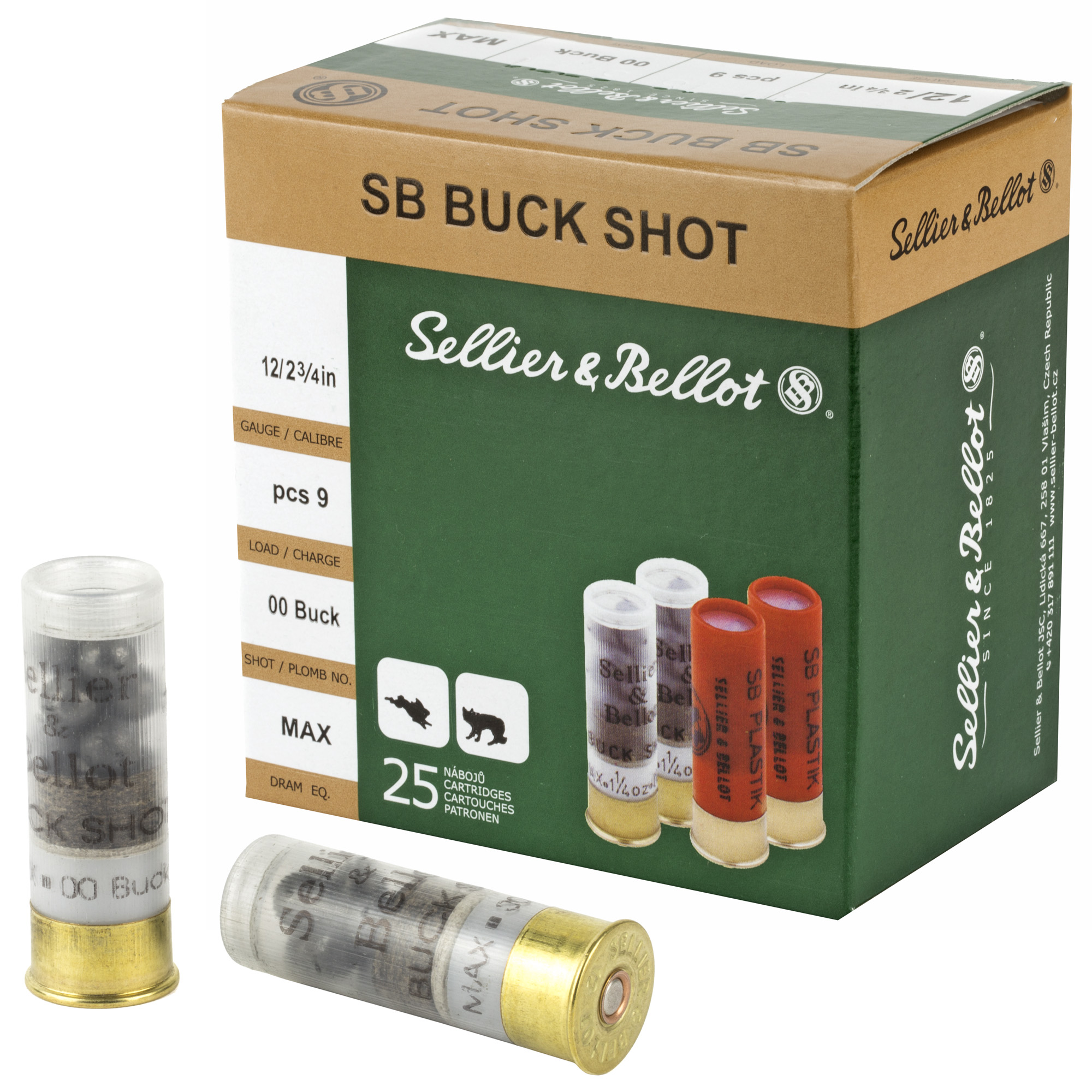 Sellier & Bellot Sb12bsg Hunting 12 Gauge Buckshot 1 1/8 oz 25 Rounds