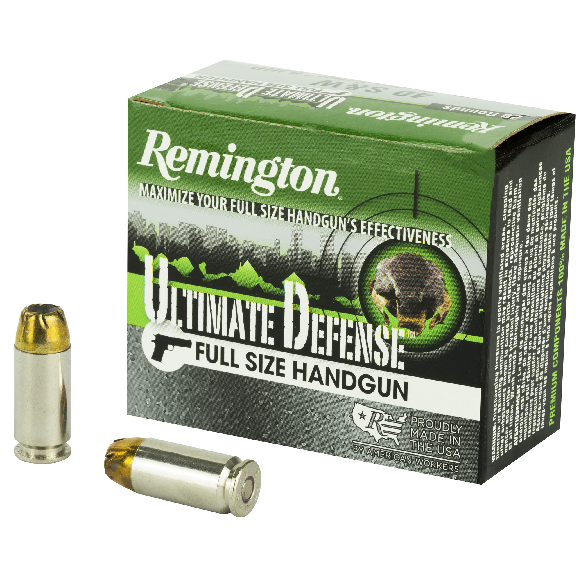 Remington Ultimate Defense 40 S&W Jacketed Hollow Point 165 Grain 20 Rounds
