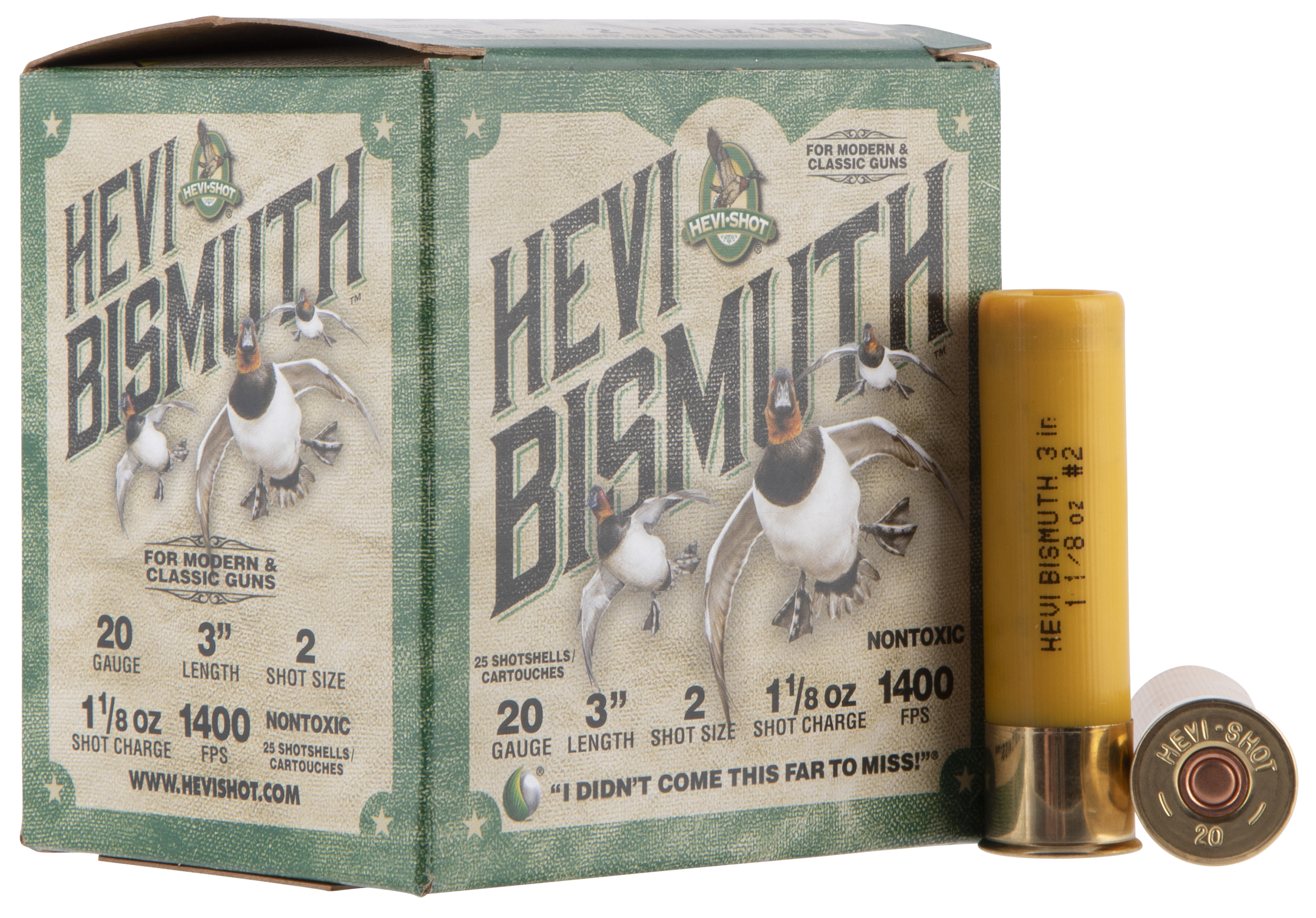 Hevi Shot Bismuth Shotgun Ammo 20 ga. 3 in. 1 1/8 oz. 2 Shot 25 rd.