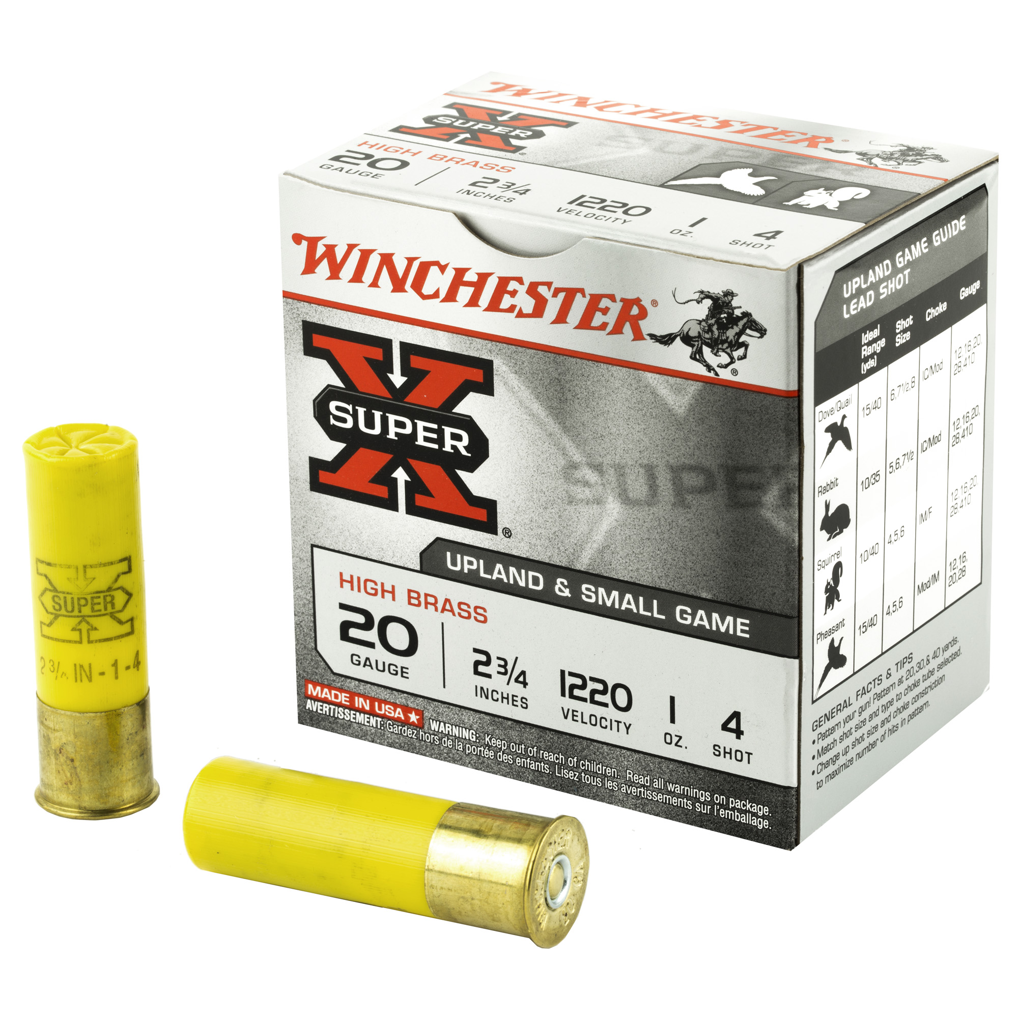 Winchester, Super-x High Brass Heavy Game Load, 20 Gauge, Lead Shot, 1 oz, 25 Rounds