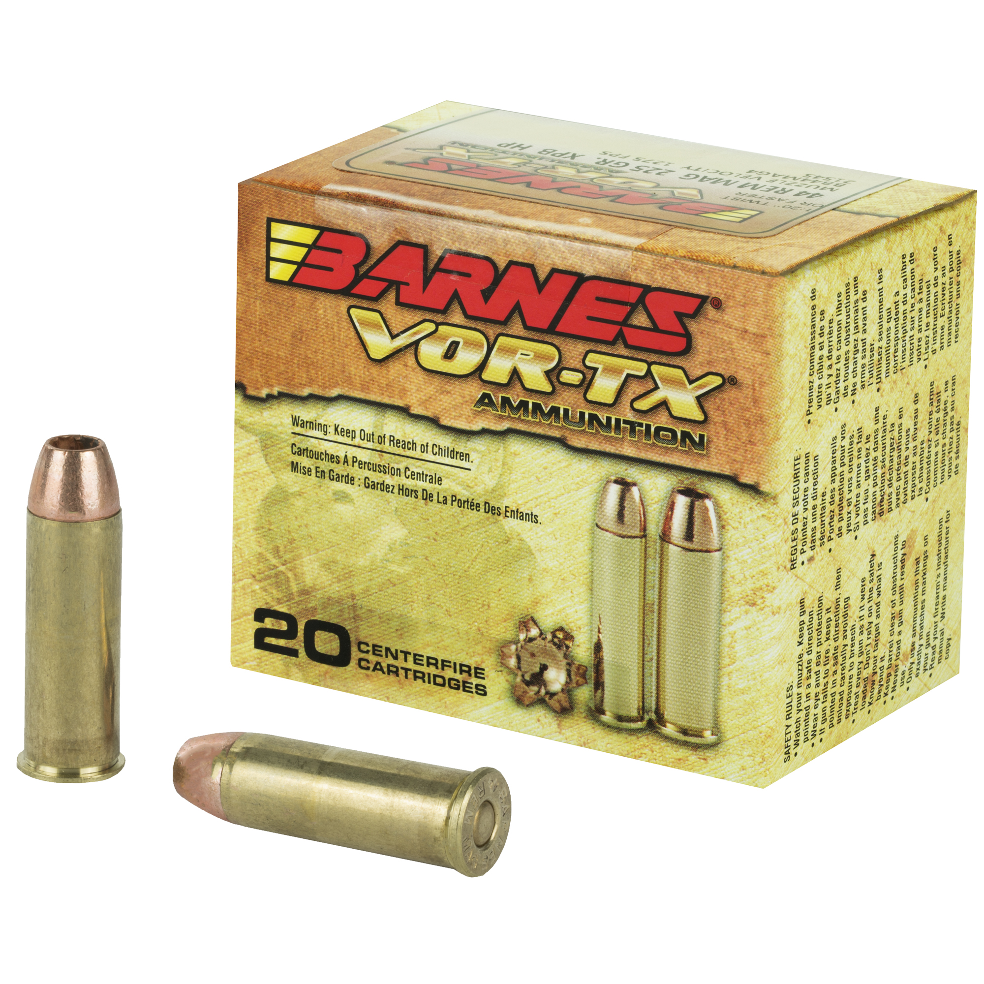 Barnes VOR-TX 44 Remington Magnum XPB 225 Grain 20 Rounds
