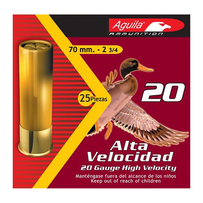 Aguila High Velocity Shotgun Game Load 20 Gauge 8 Shot 1 Ounce 25 Rounds