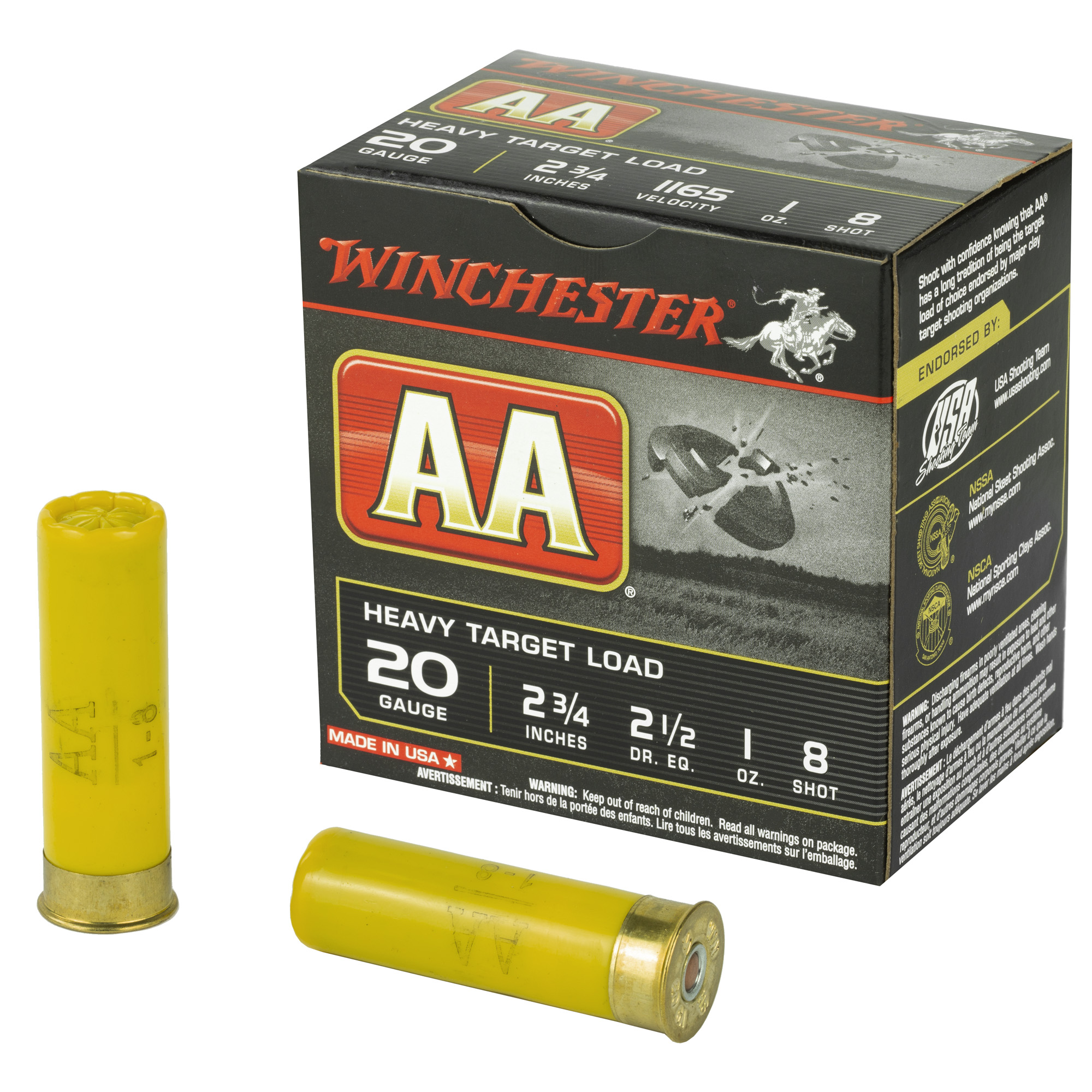 Winchester Aa Heavy Target Load 20 Gauge Lead Shot 1 oz 25 Rounds