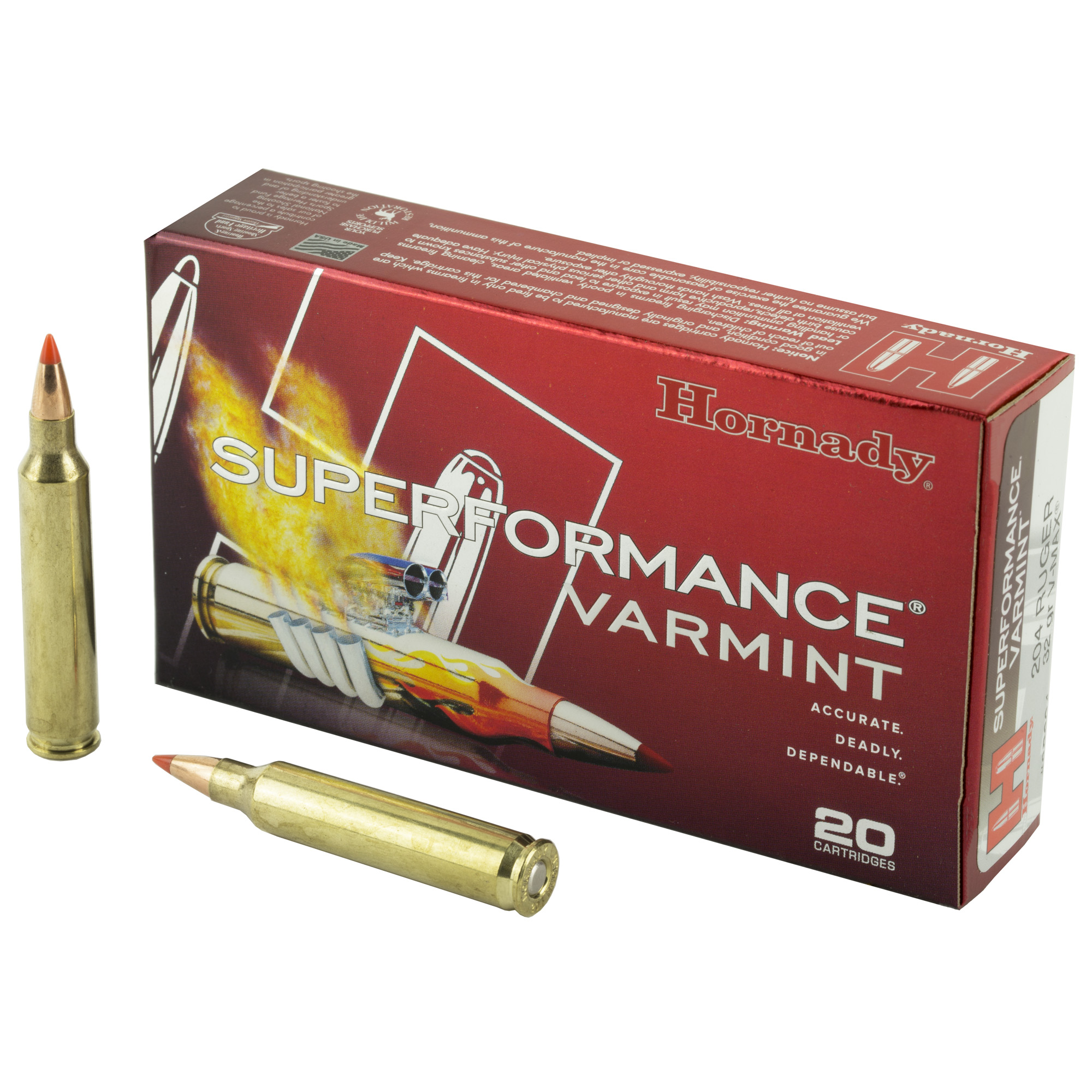 Hornady Superformance Varmint Rifle Ammo 204 Ruger 32 gr. V-Max 20 rd.