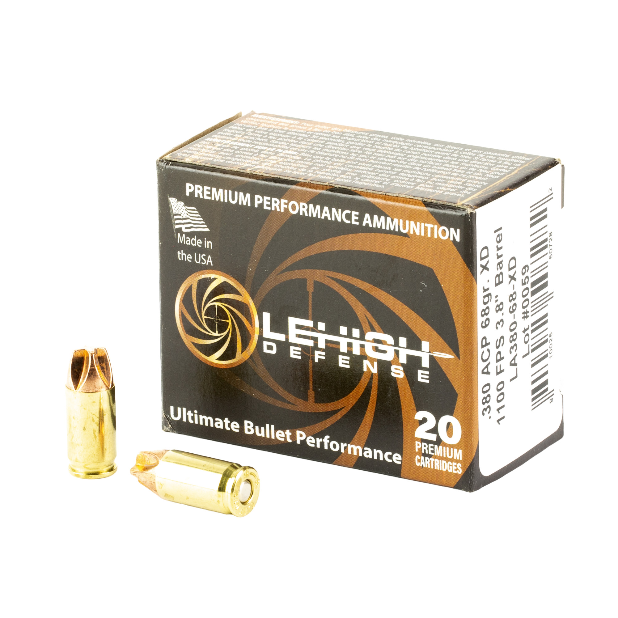 Lehigh Defense LA38068XD Xtreme Defense Home Defense 380ACP 68gr Lehigh Defense XD FMT 20 Rounds