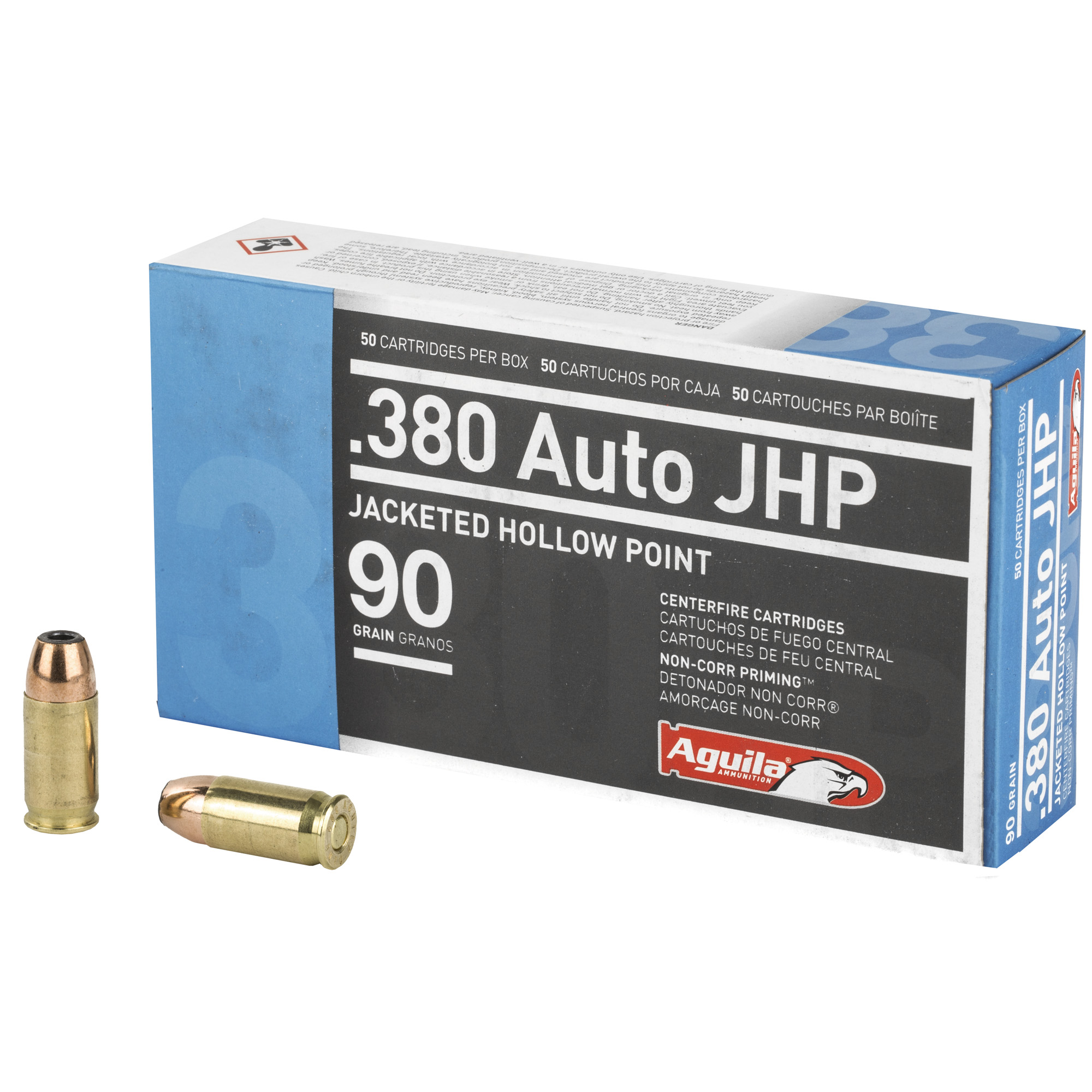 Aguila Pistol Ammo 380 ACP Jacketed Hollow Point 90 Grain 50 Rounds