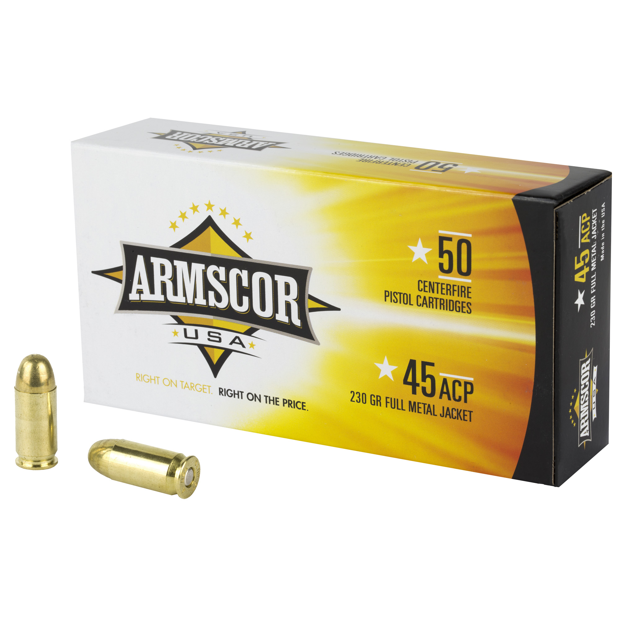 Armscor Range Pistol Ammo 45 ACP Full Metal Jacket 230 Grain 50 Rounds