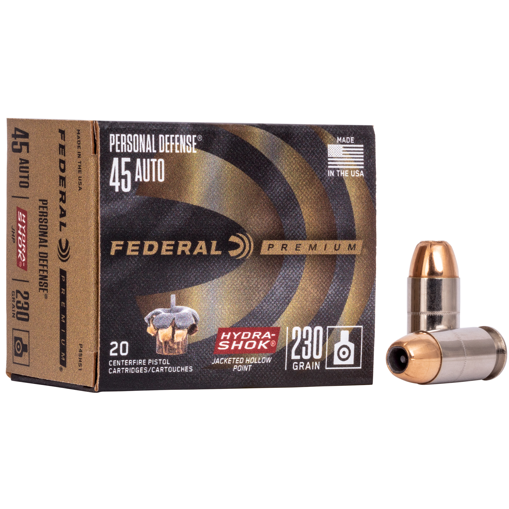 Federal Premium Personal Defense 45 ACP Hydra-Shok Jacketed Hollow Point 230 Grain 20 Rounds